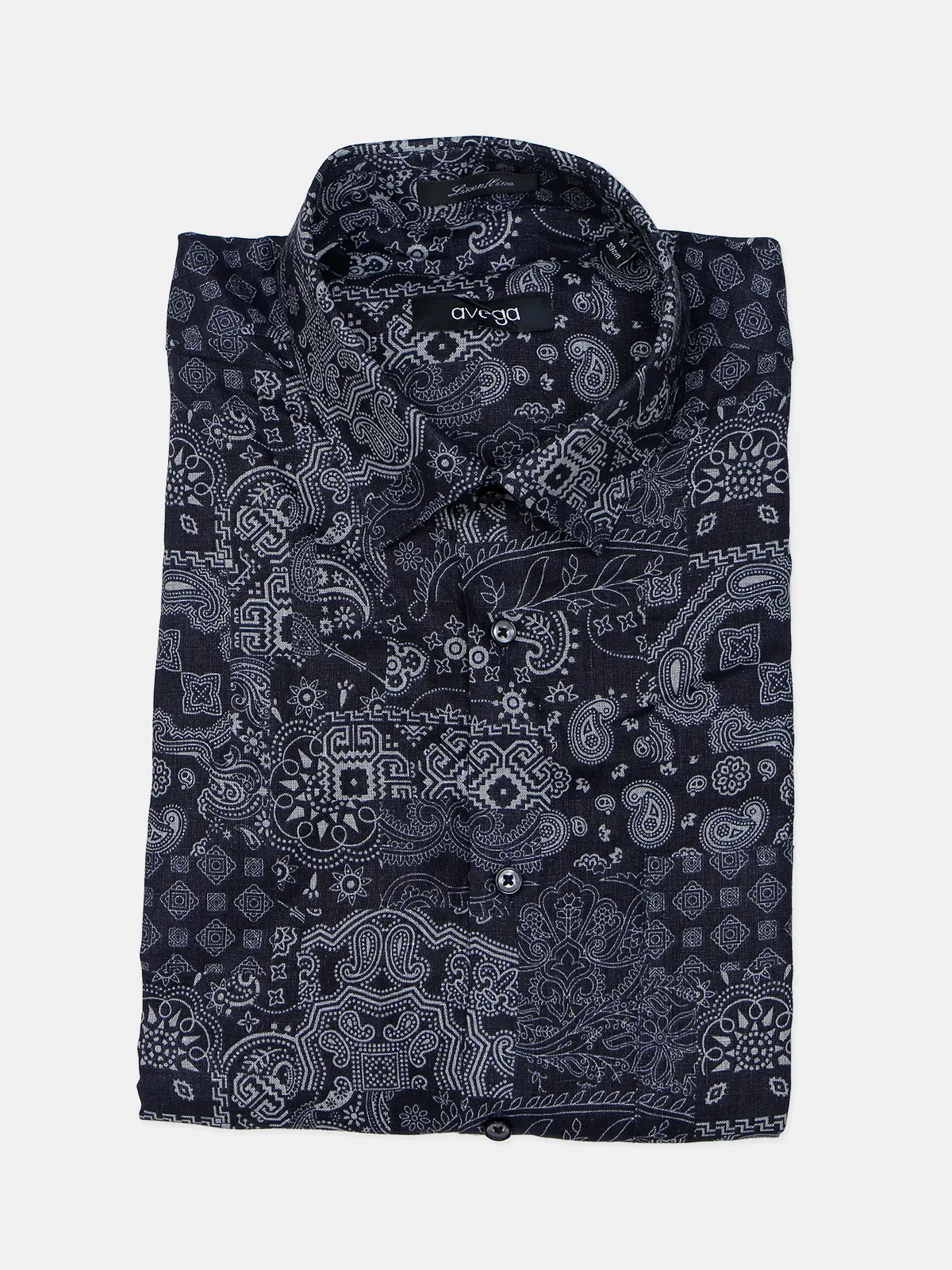 Avega navy cotton printed party wear shirt