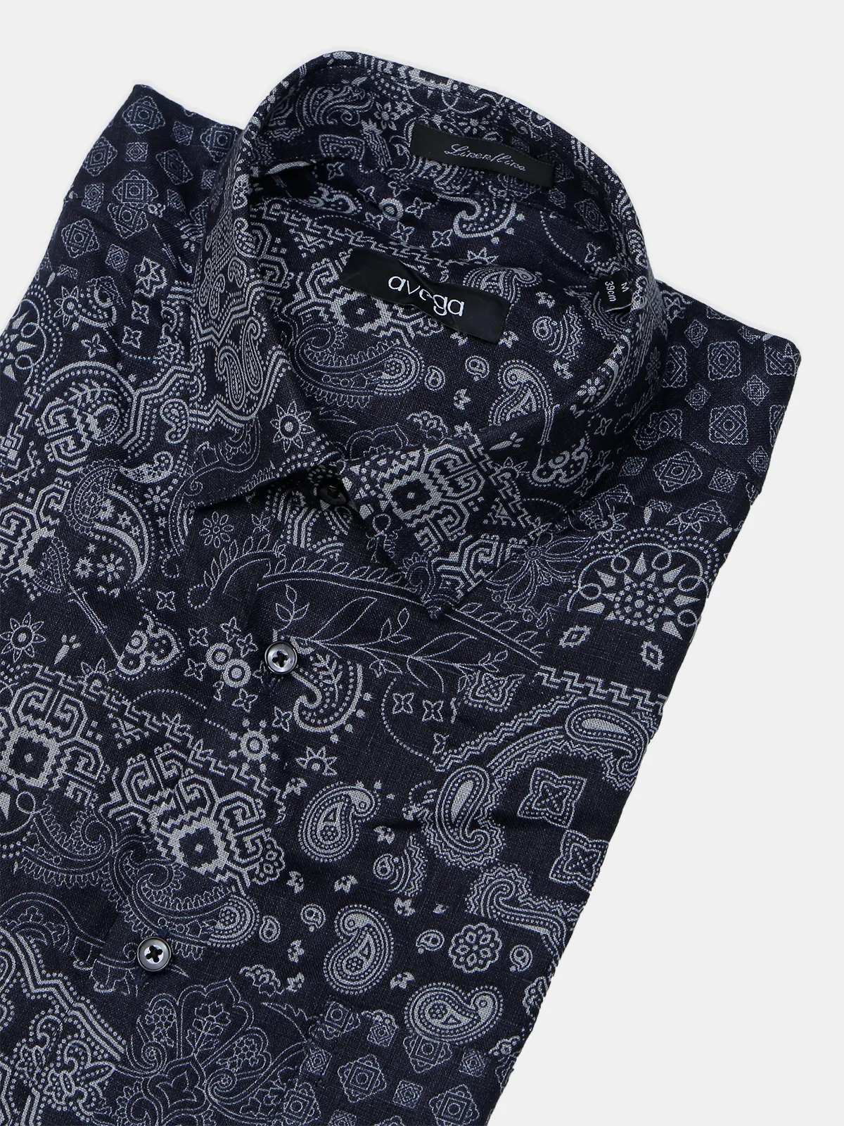 Avega navy cotton printed party wear shirt