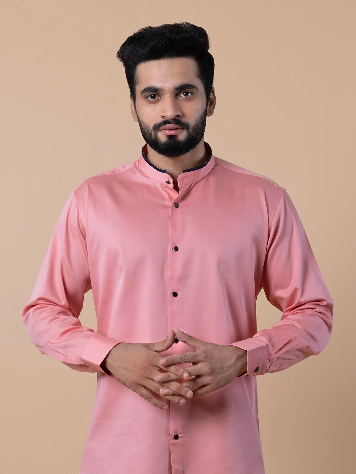 Avega peach plain cotton shirt