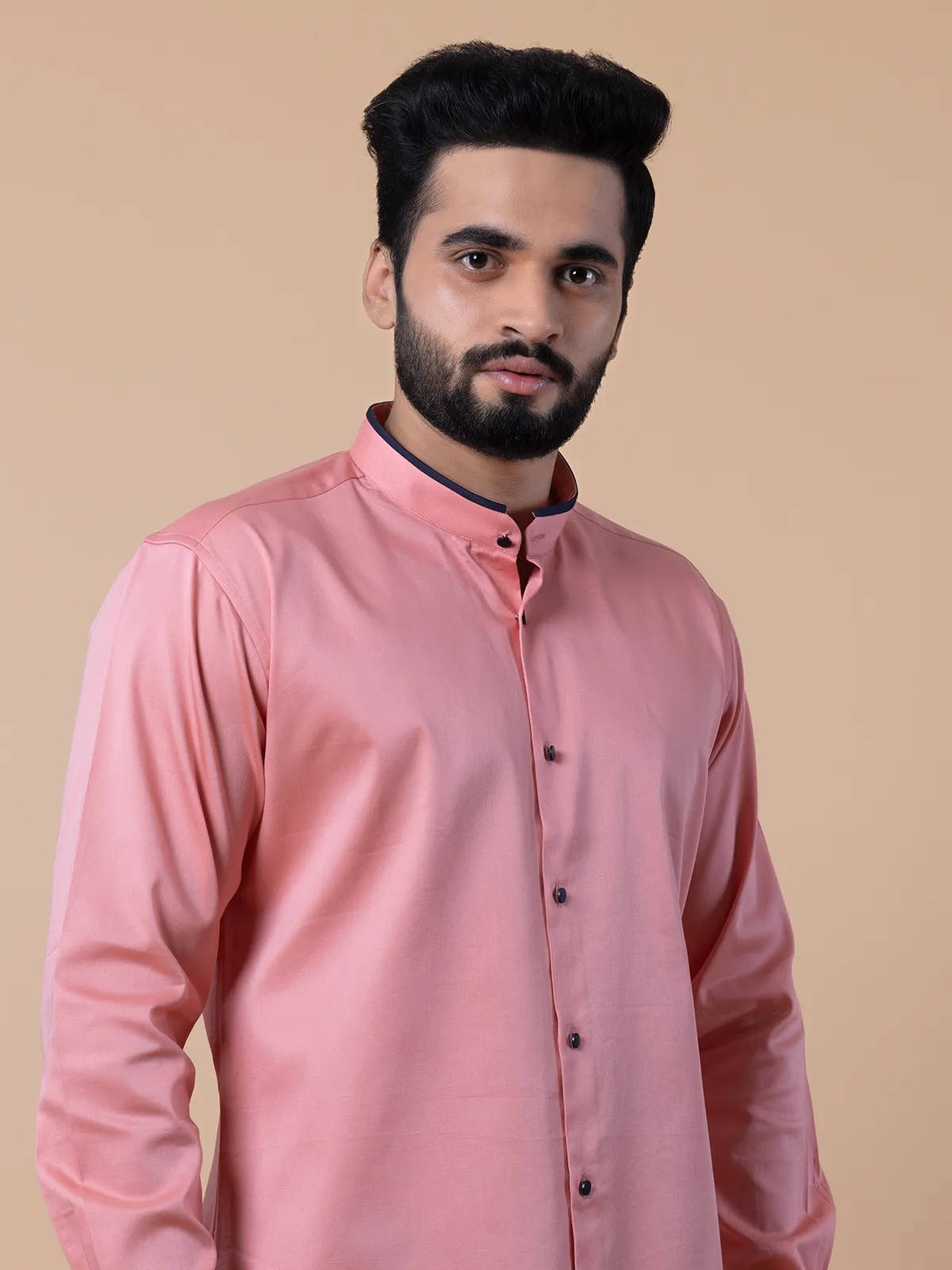 Avega peach plain cotton shirt