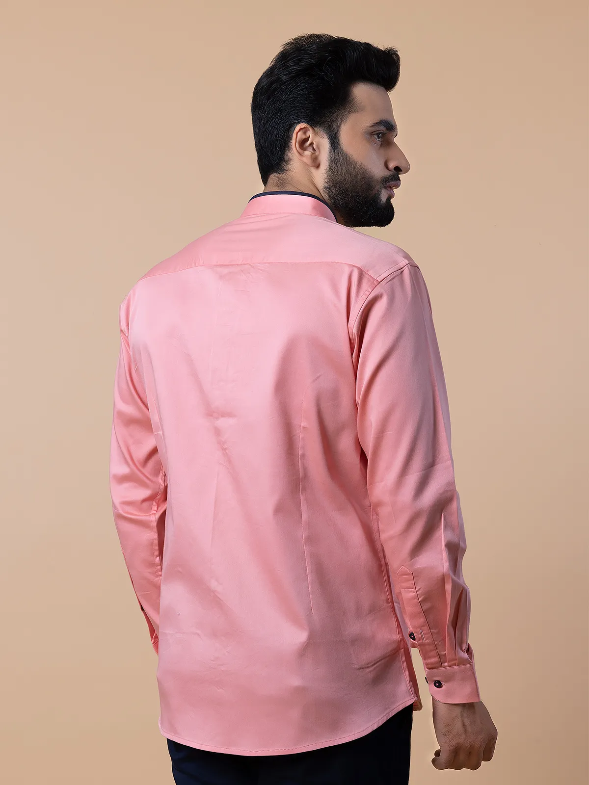 Avega peach plain cotton shirt