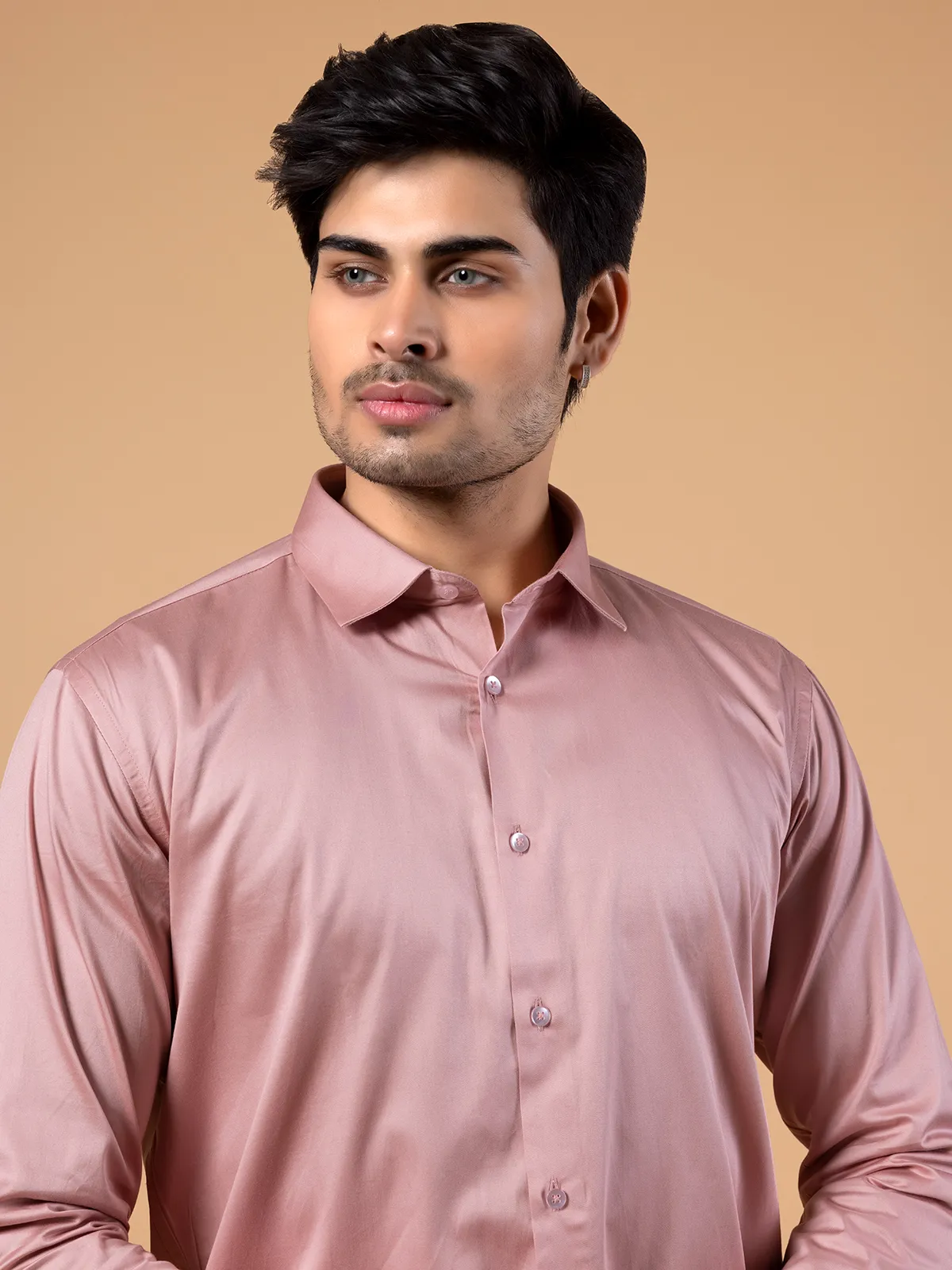 Avega pink plain cotton full sleeves shirt