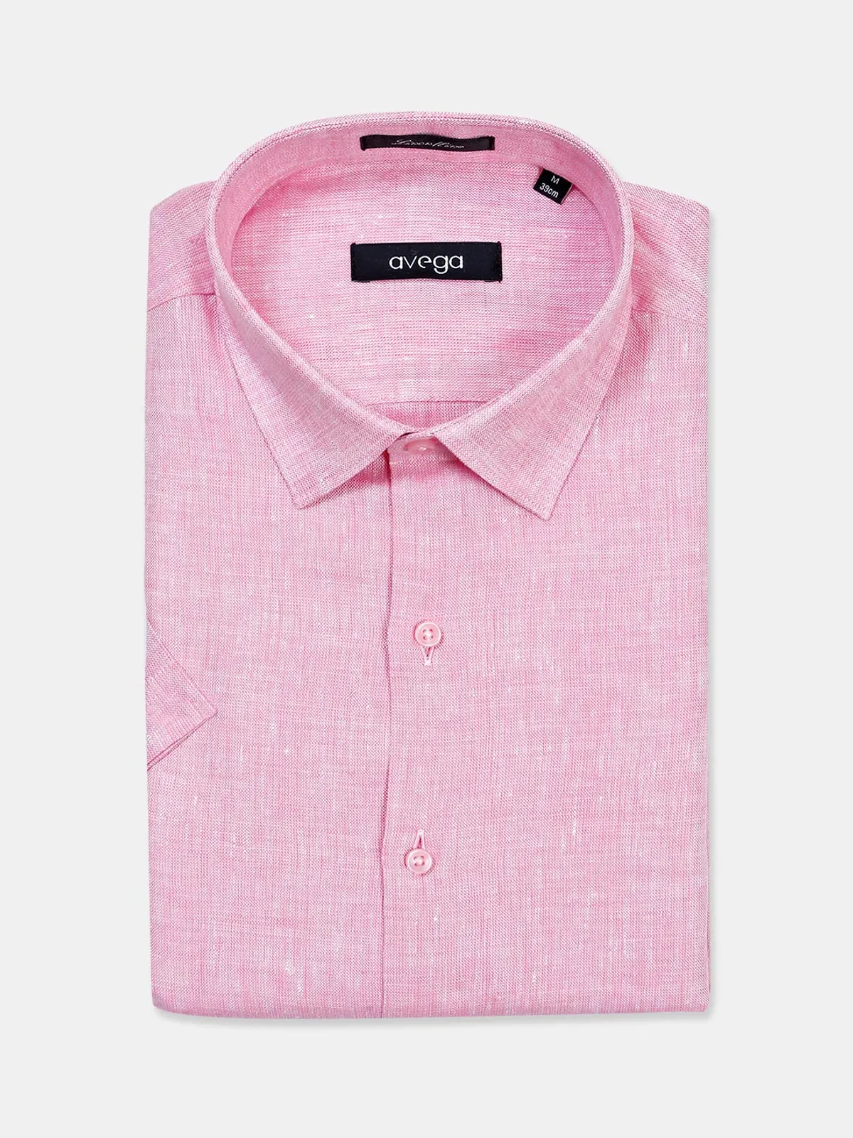 Avega pink solid linen cut away collar shirt