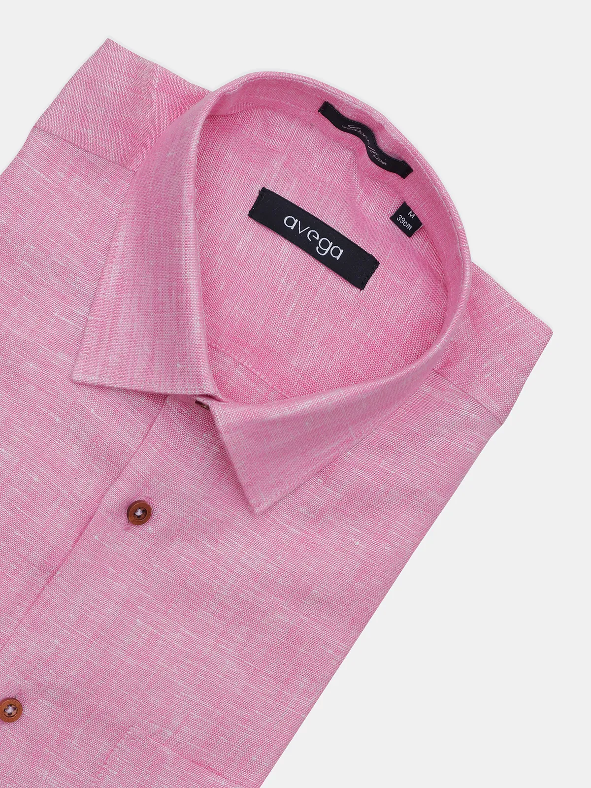 Avega pink solid pattern linen shirt