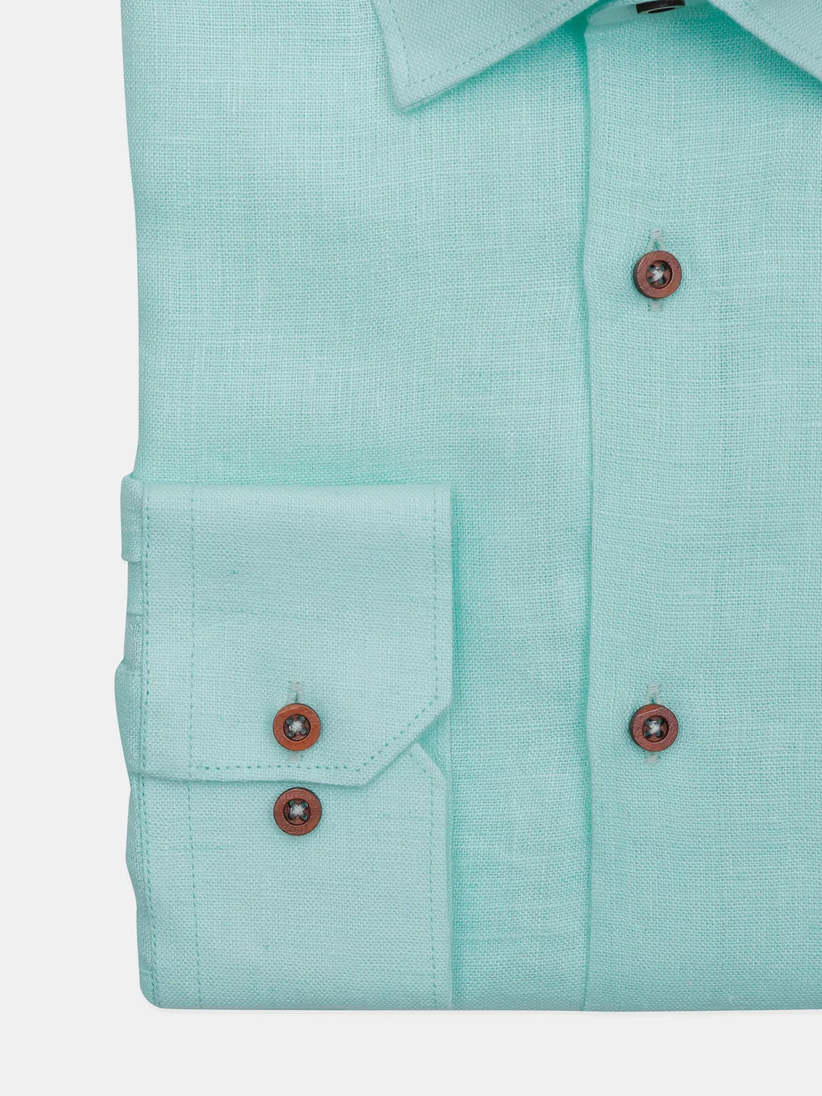 Avega pista green solid linen casual shirt