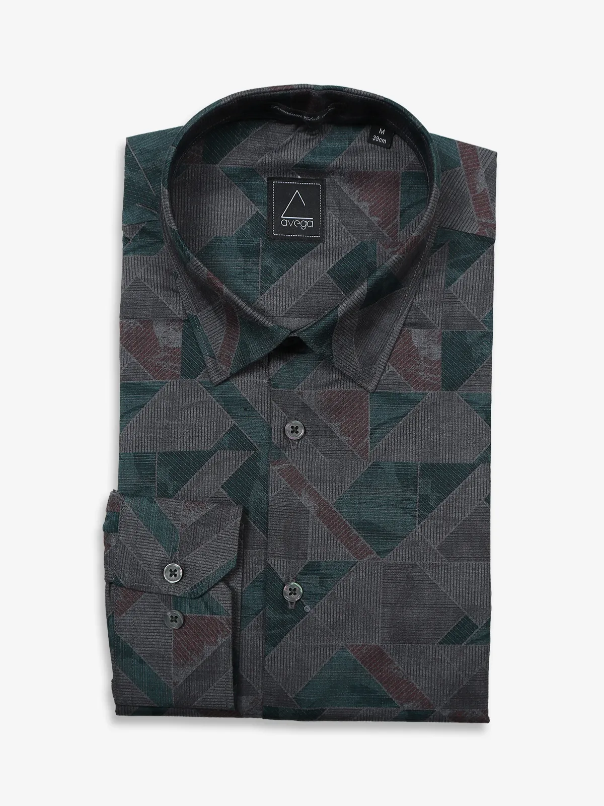 AVEGA printed grey and green cotton shirt