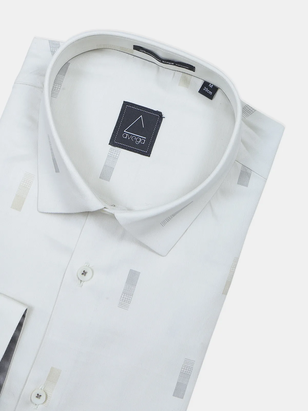 Avega printed off white cotton formal shirt for mens