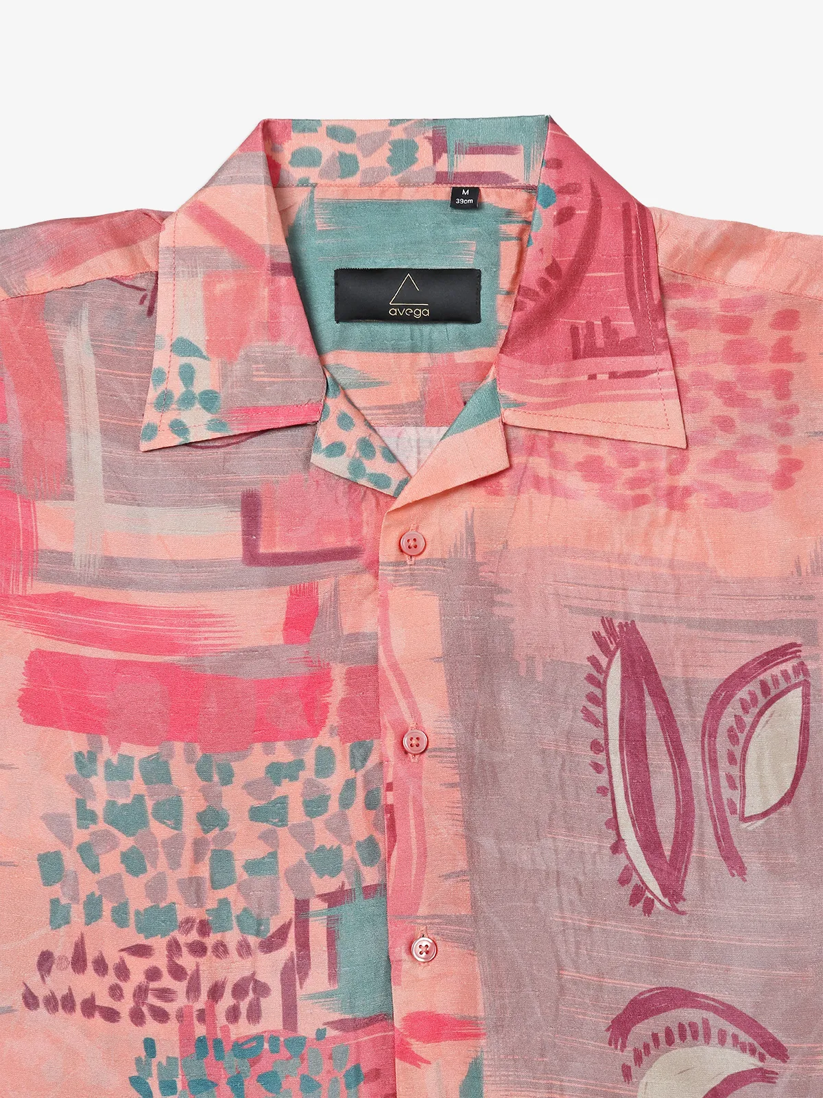 AVEGA printed peach cotton shirt