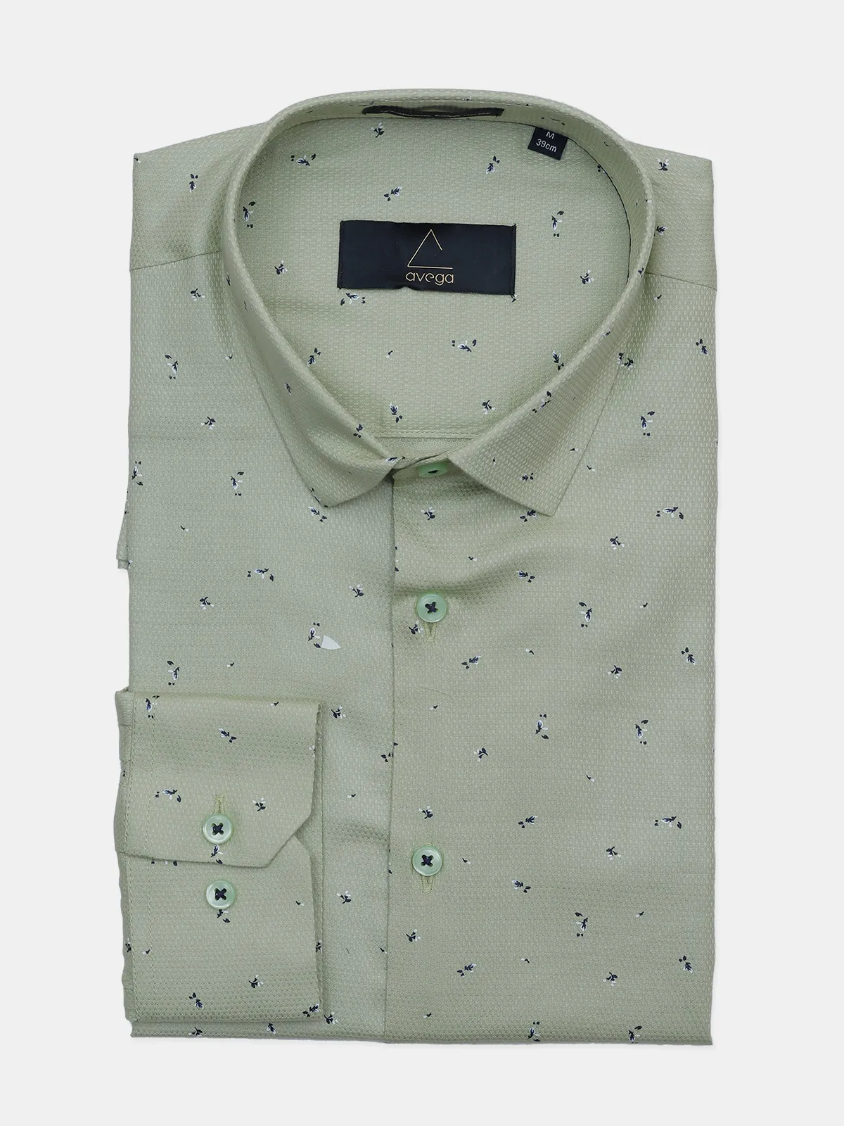 Avega printed pista green cotton party wear shirt