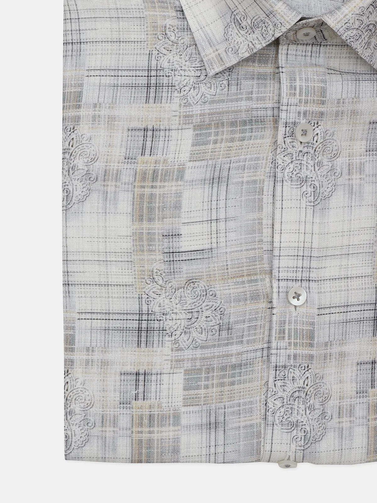 Avega printed white cotton party wear shirt