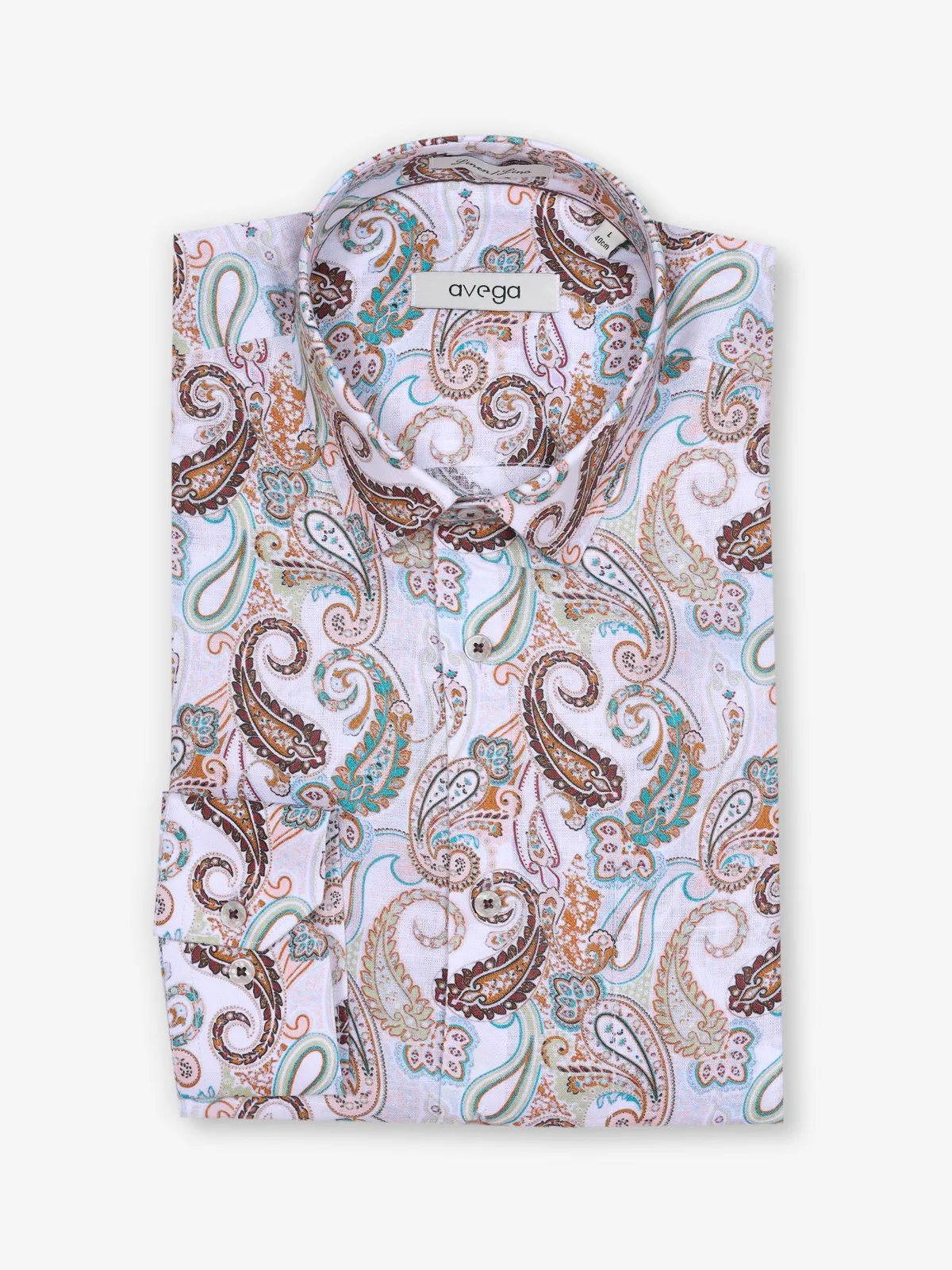 AVEGA printed white cotton party wear shirt for men