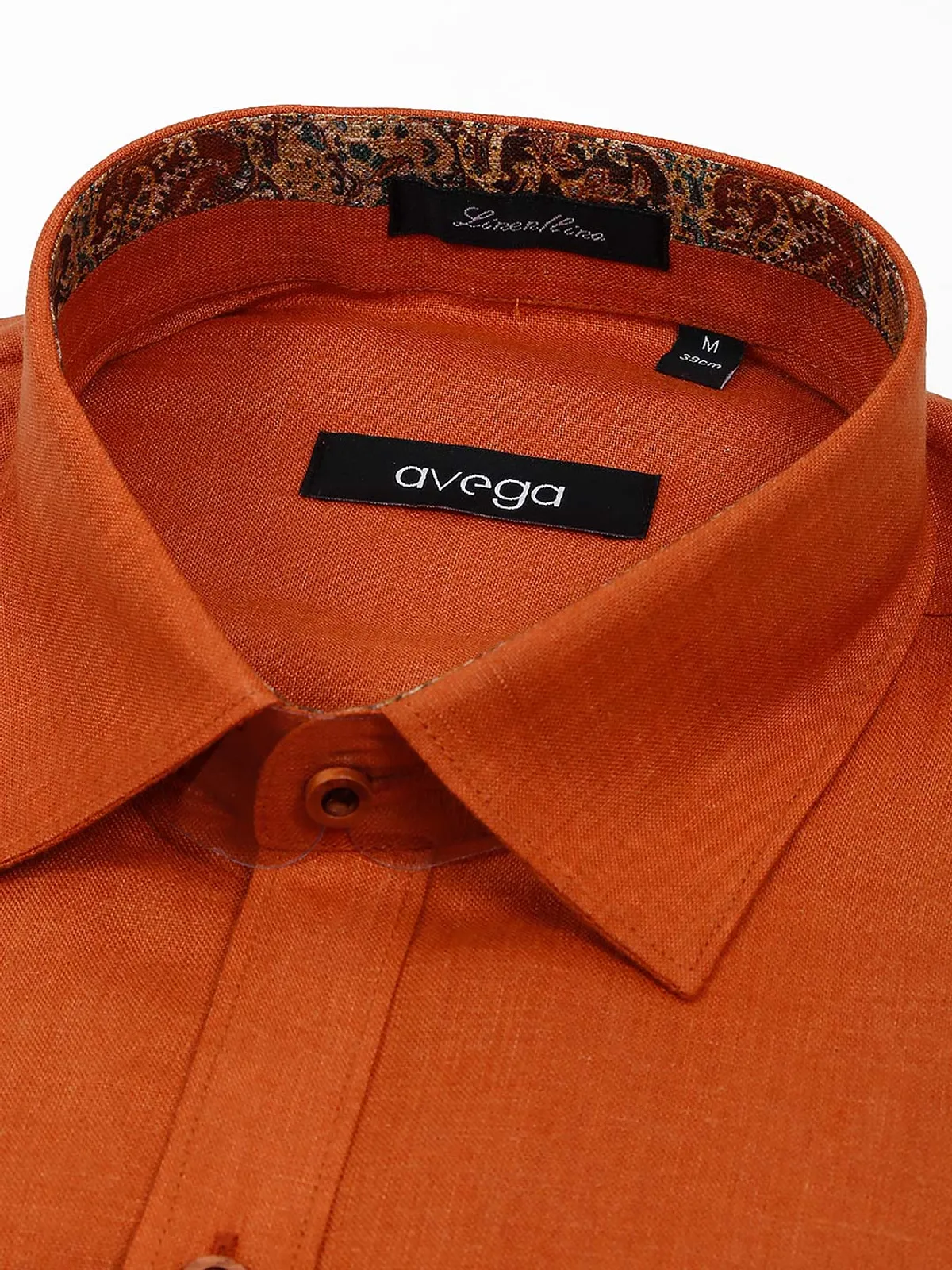 Avega rust orange solid mens shirt