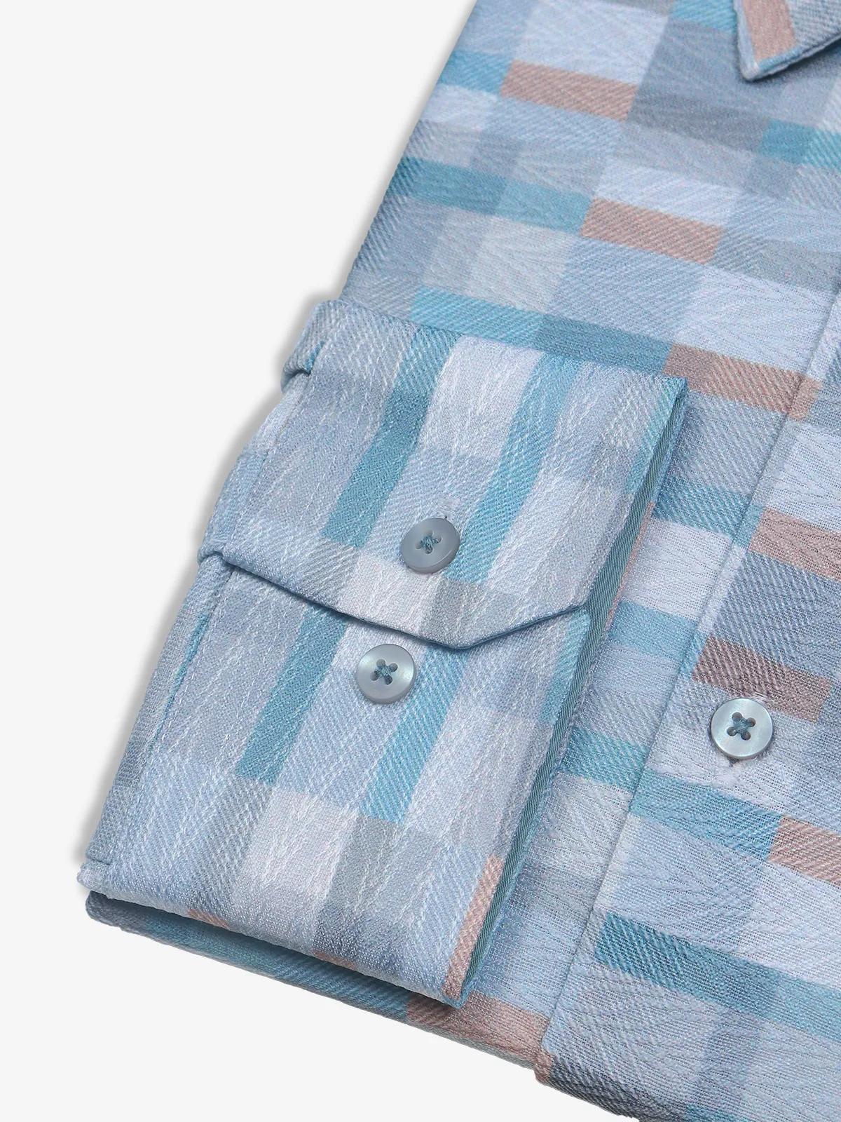 Avega sky blue cotton checks shirt