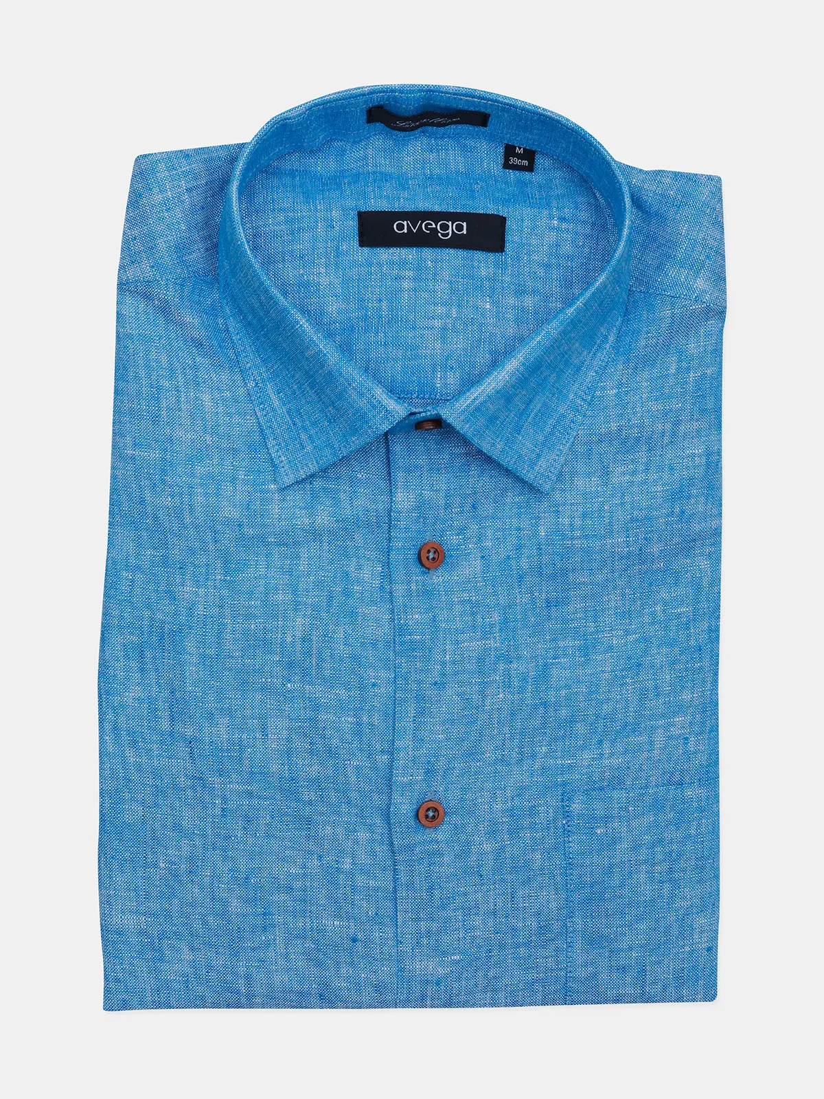 Avega sky blue solid linen formal shirt for men