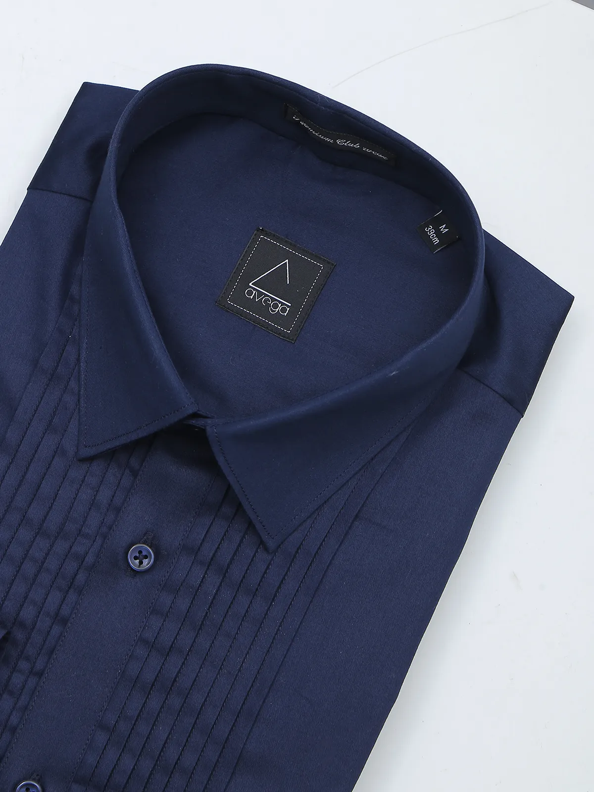 Avega solid navy formal cotton shirt for mens