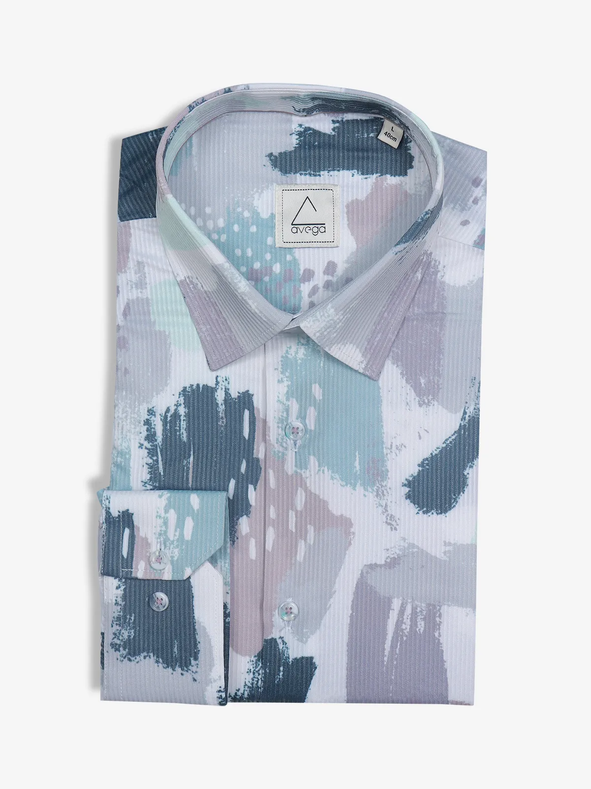 Avega white and blue printed shirt