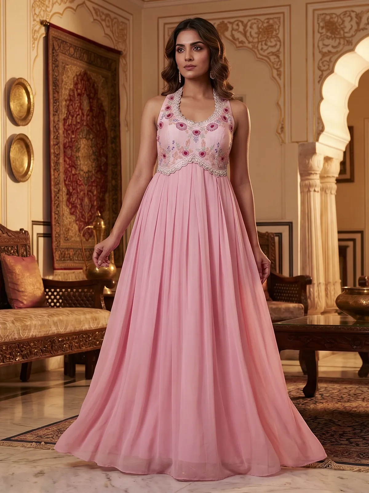 anarkali dress chiffon Exquisite Sky Blue Chiffon Anarkali Suit with Floral Print Dupatta