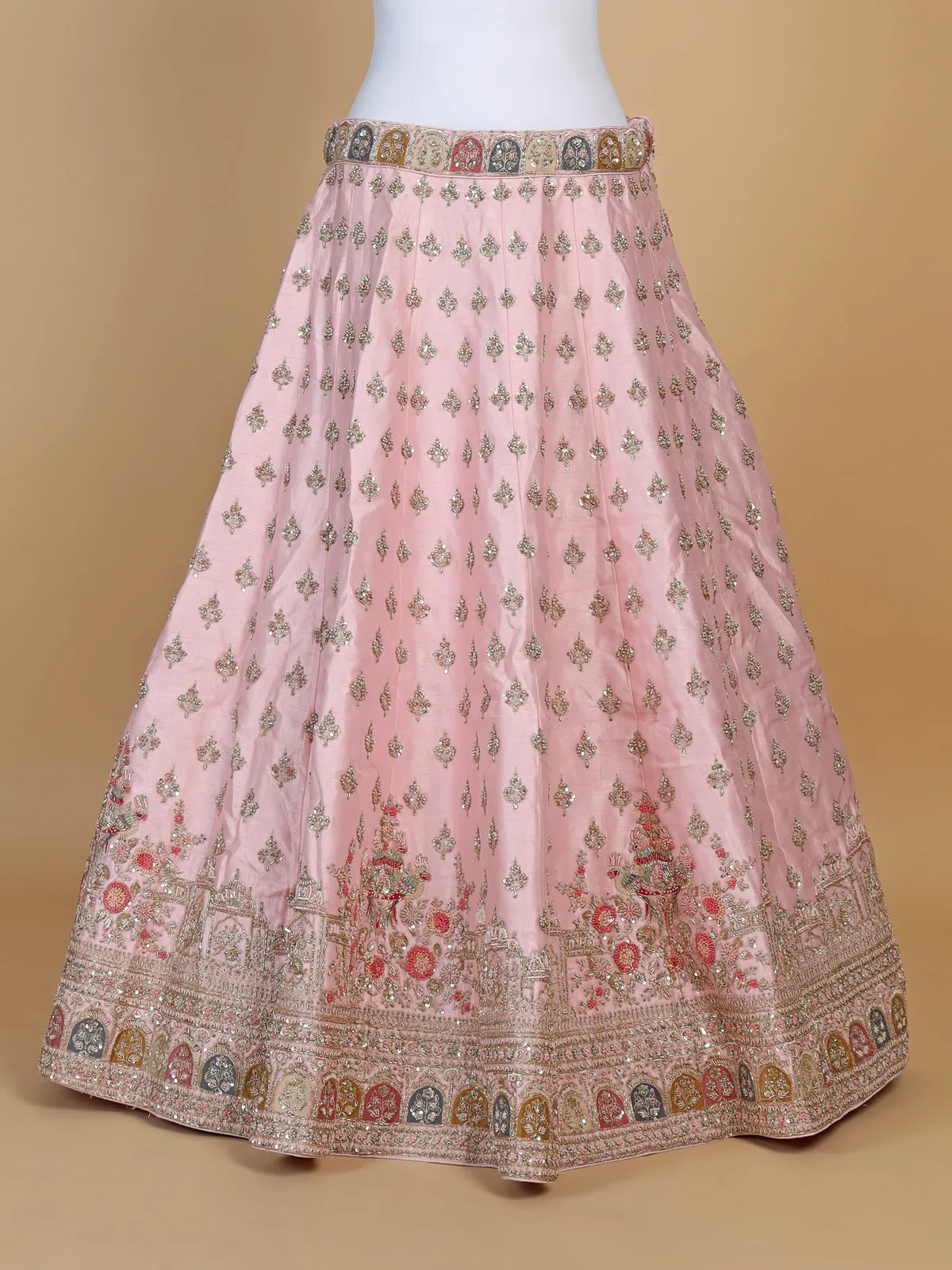 Baby pink unstitched bridal lehenga choli