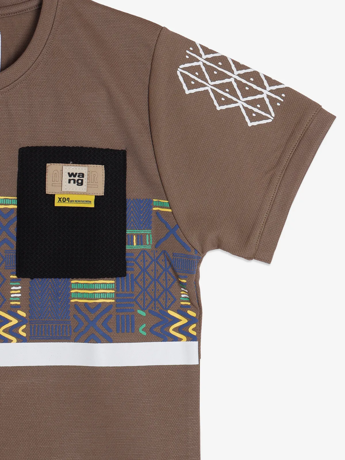 BAMBINI cotton brown printed t-shirt