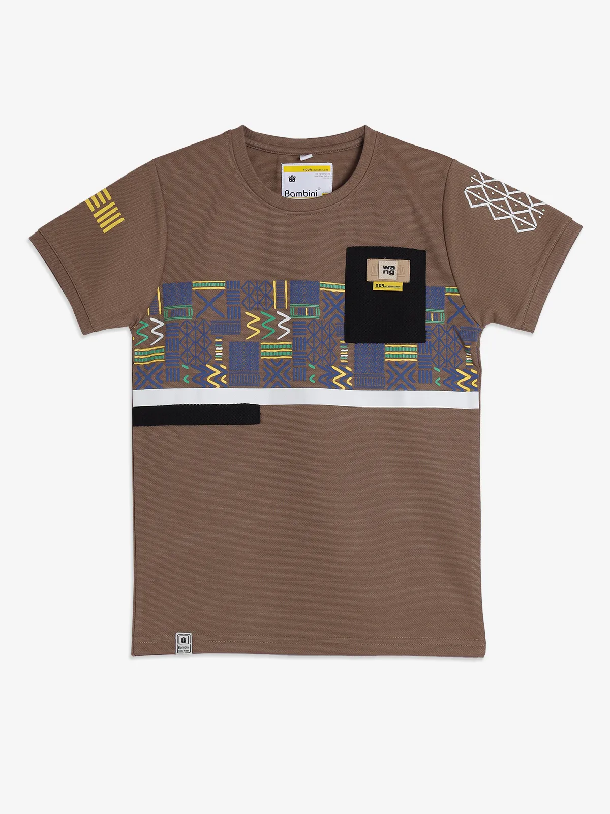 BAMBINI cotton brown printed t-shirt