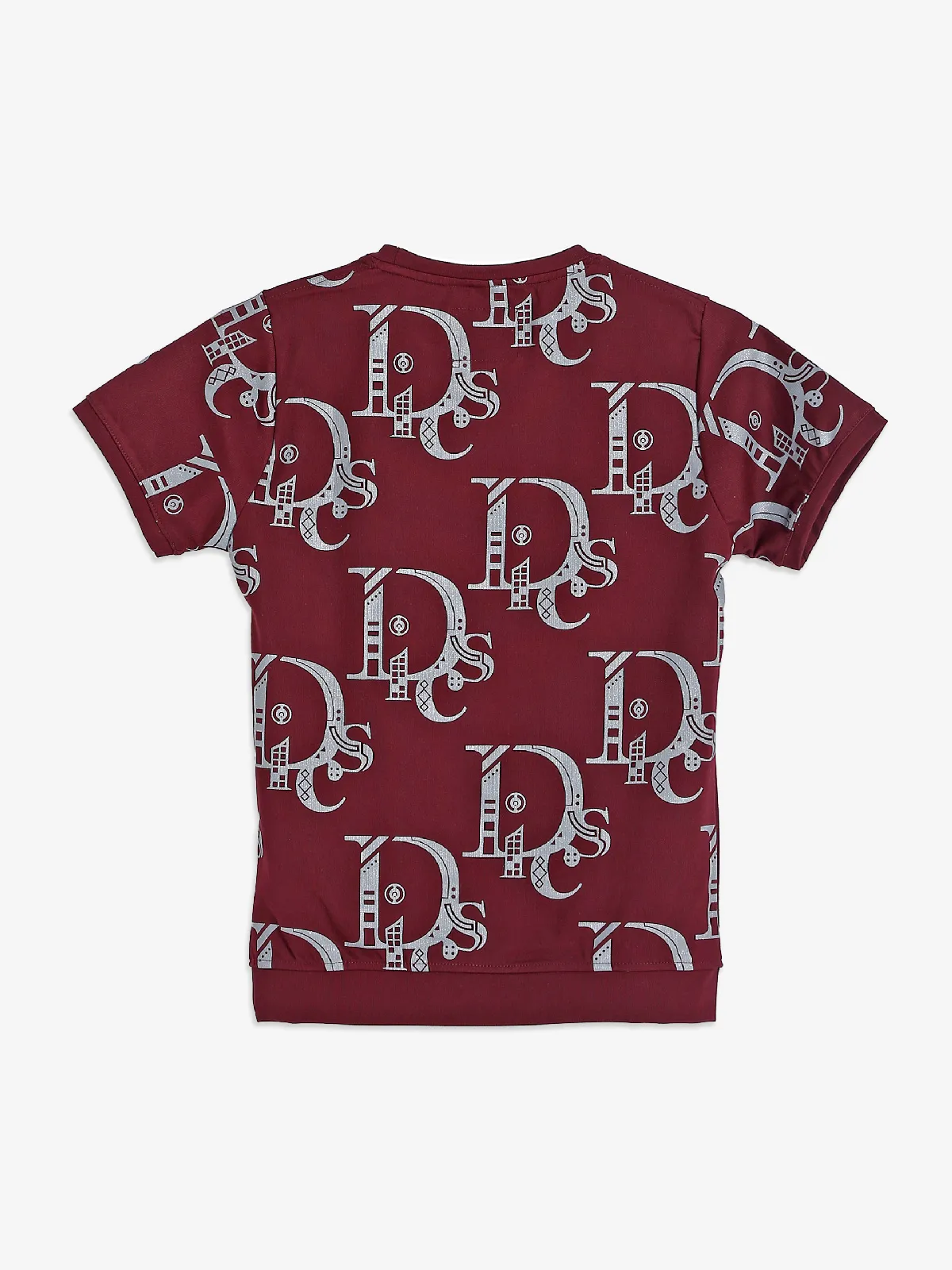 Bambini cotton maroon printed t-shirt