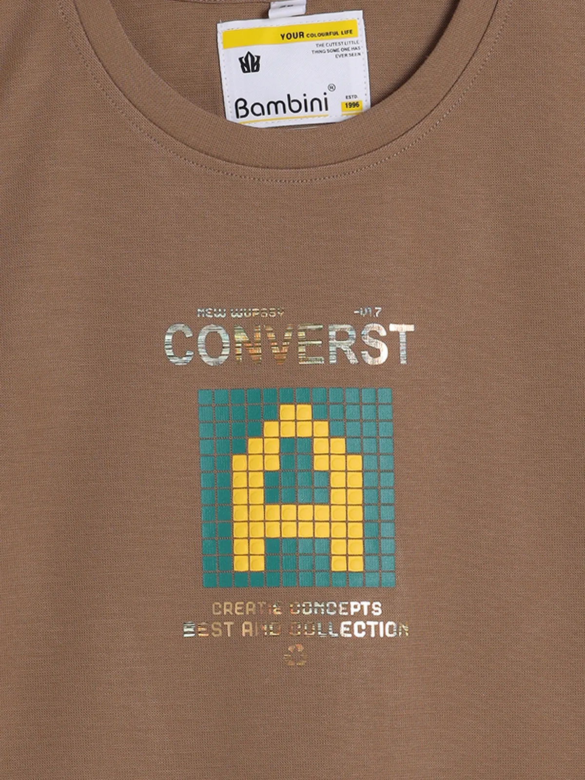 BAMBINI printed brown cotton t-shirt