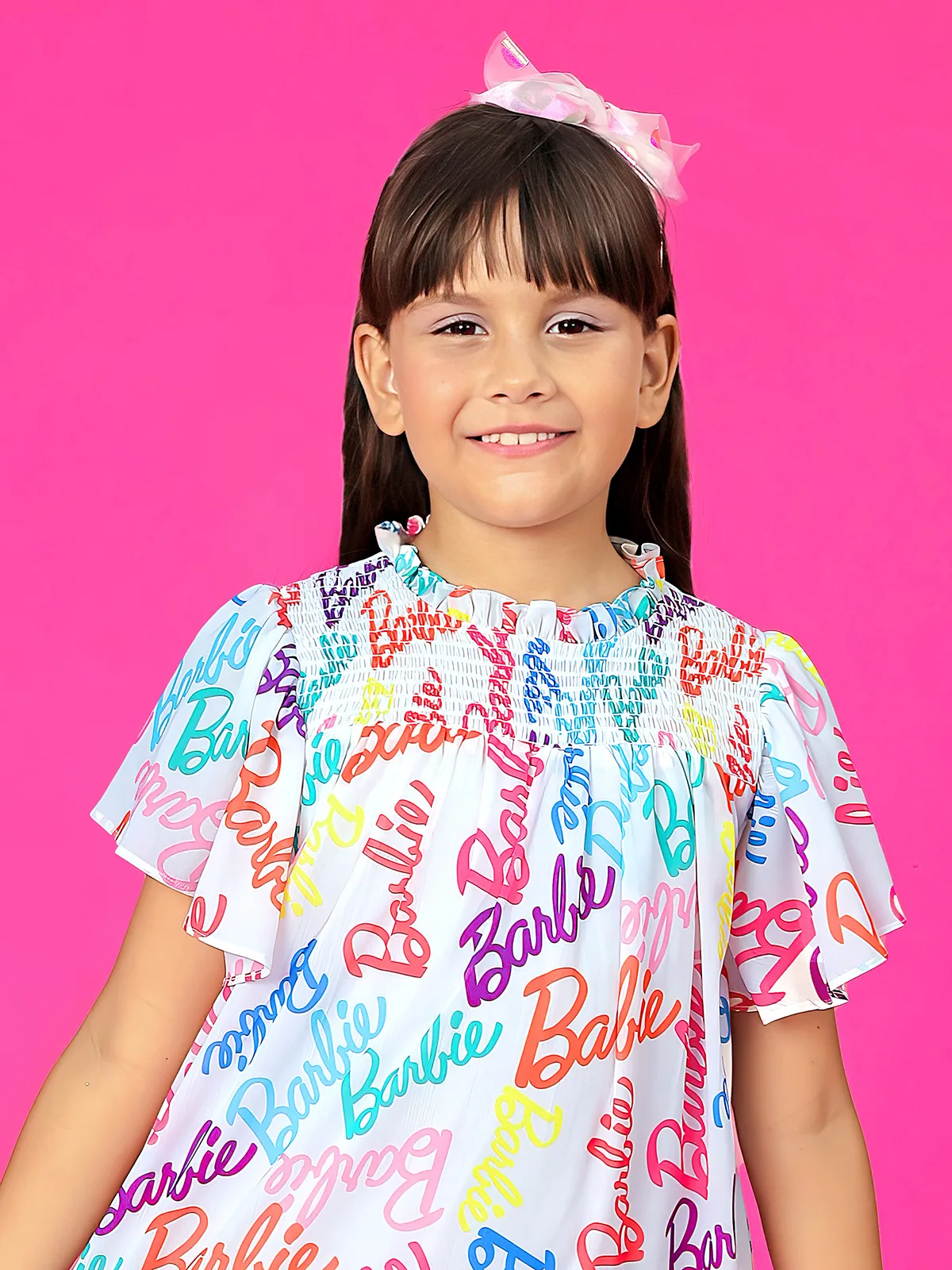 BARBIE white printed frock