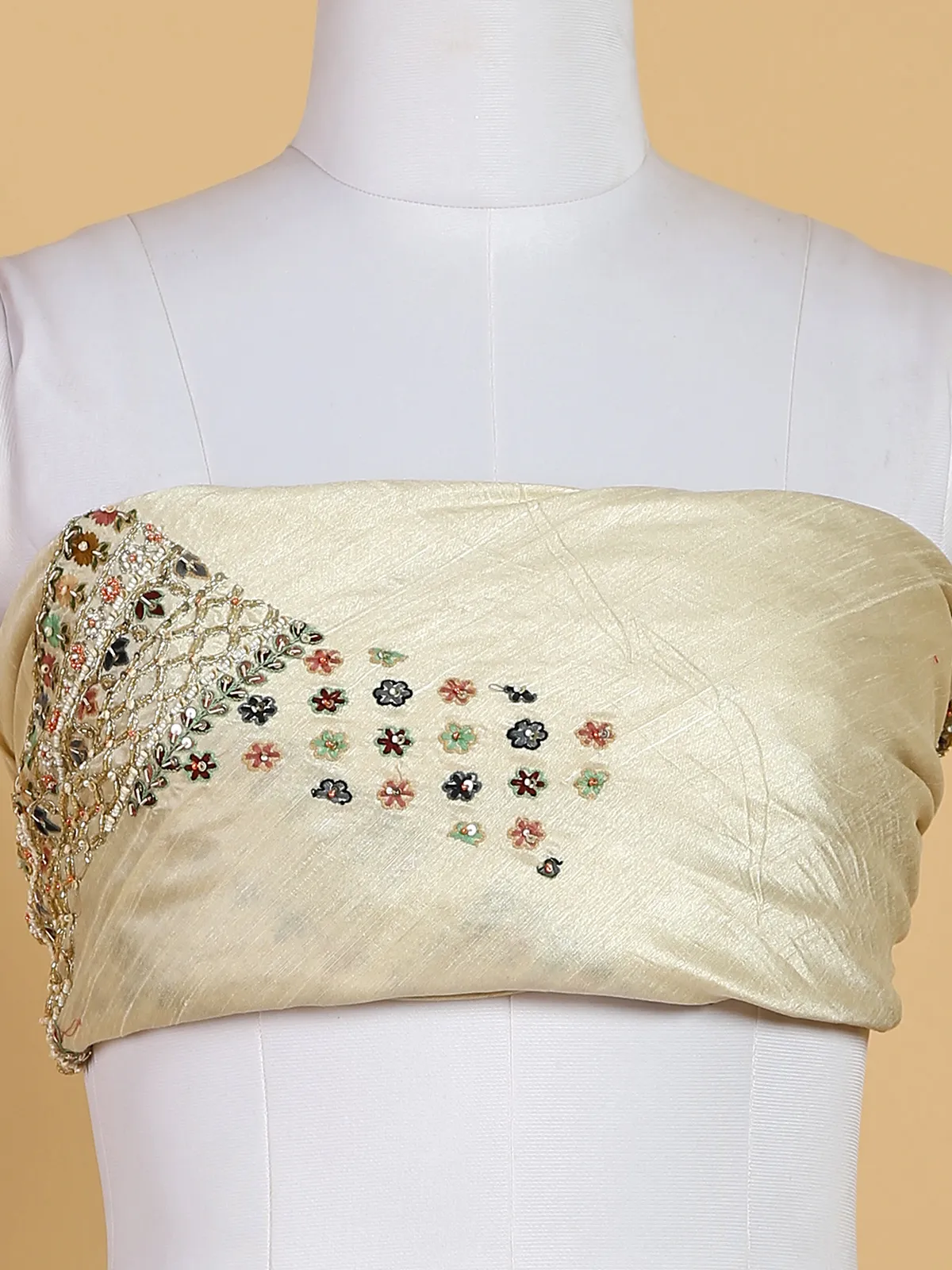 Beautiful beige silk unstitched lehenga choli