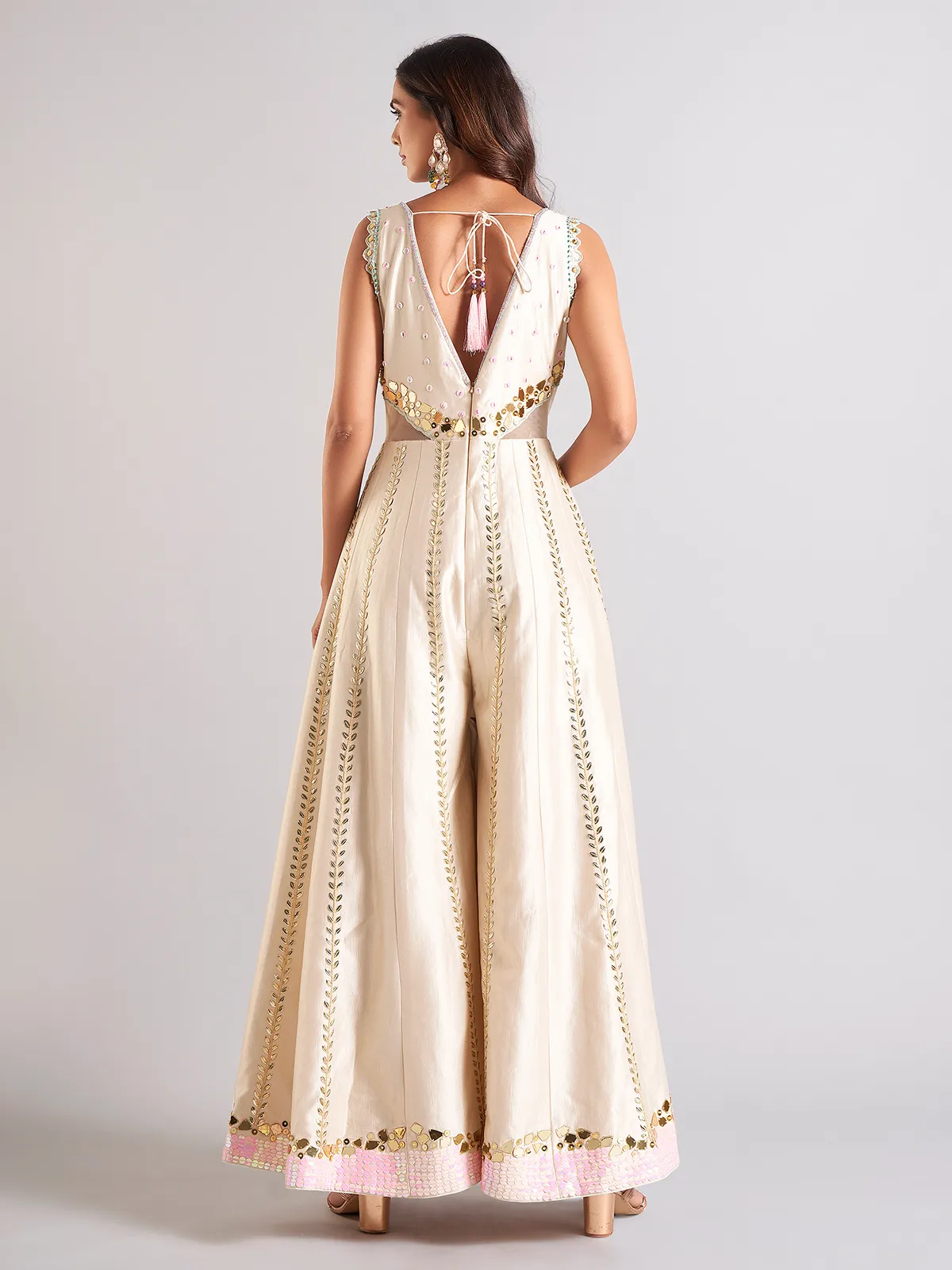 Beautiful cream silk jump suit
