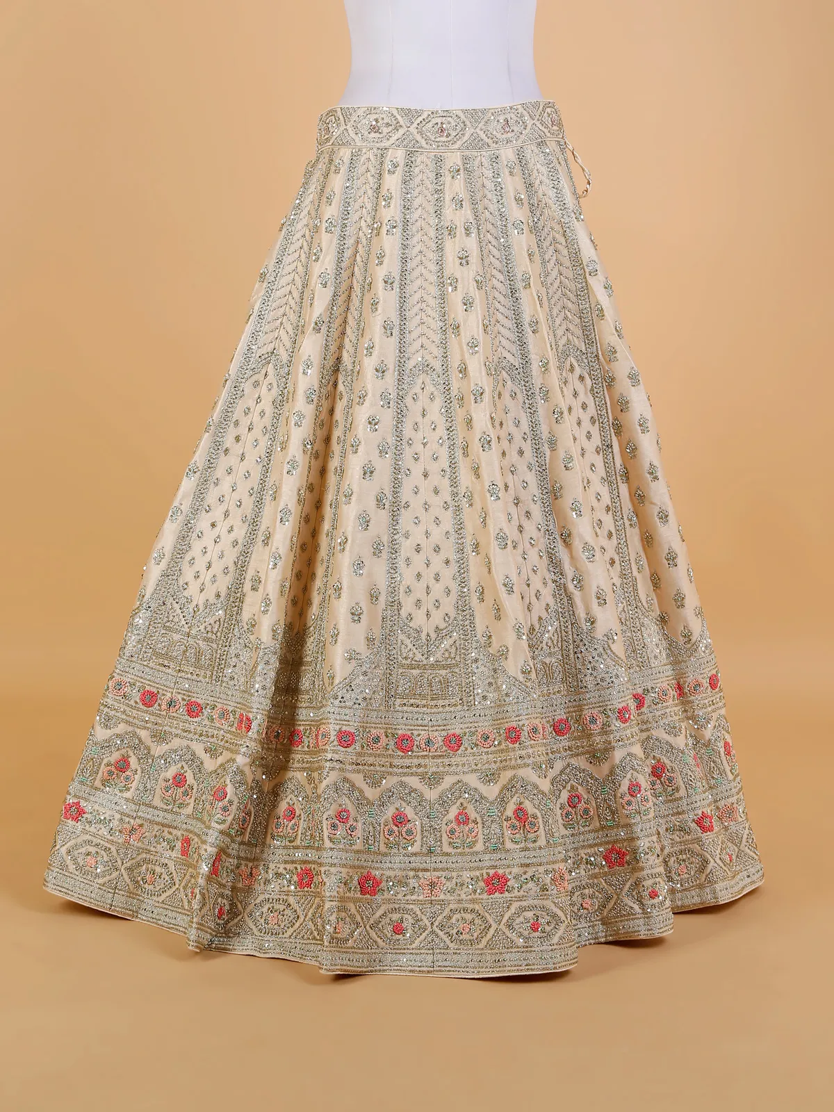 Beautiful cream unstitched bridal lehenga choli