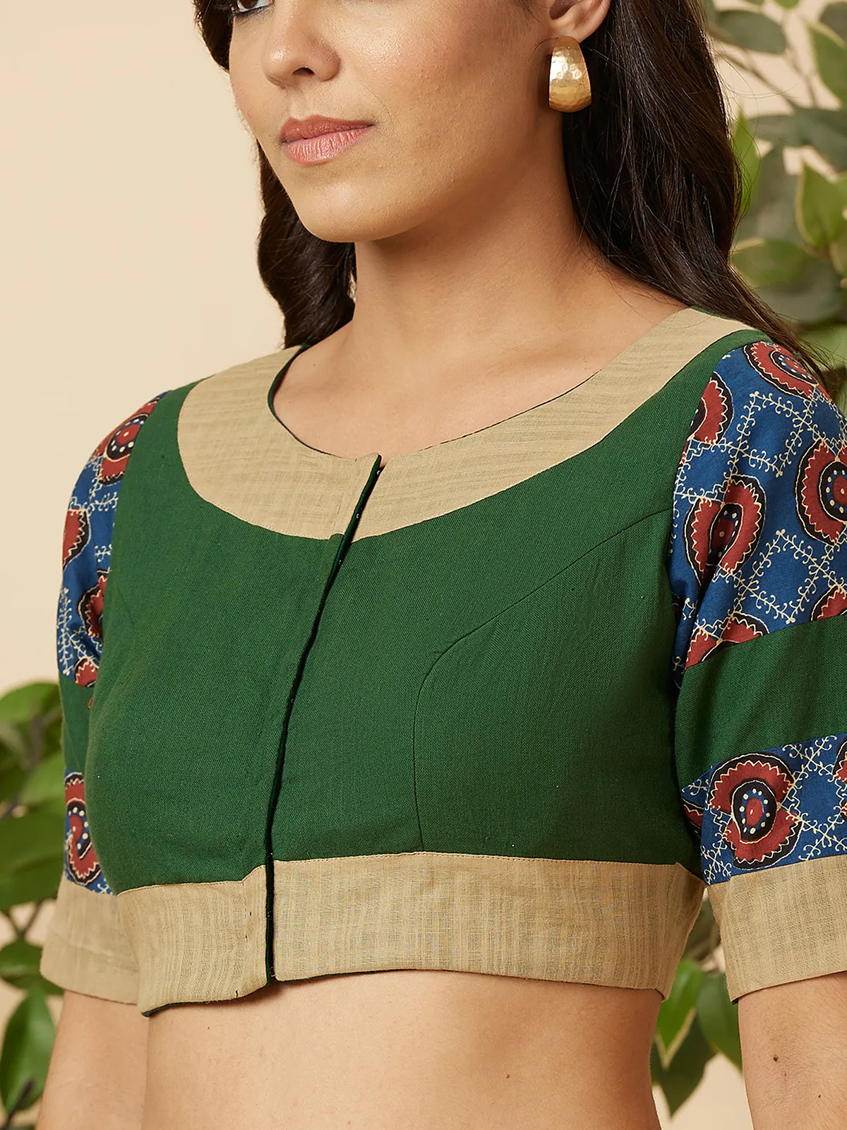 Beautiful dark green cotton blouse