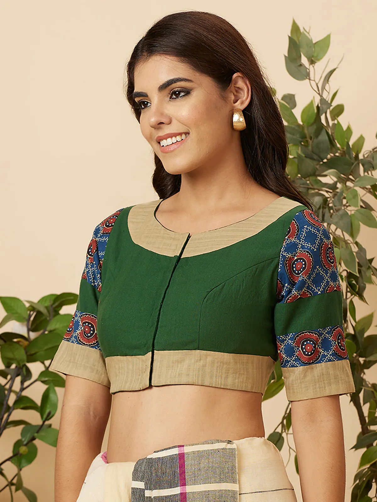 Beautiful dark green cotton blouse