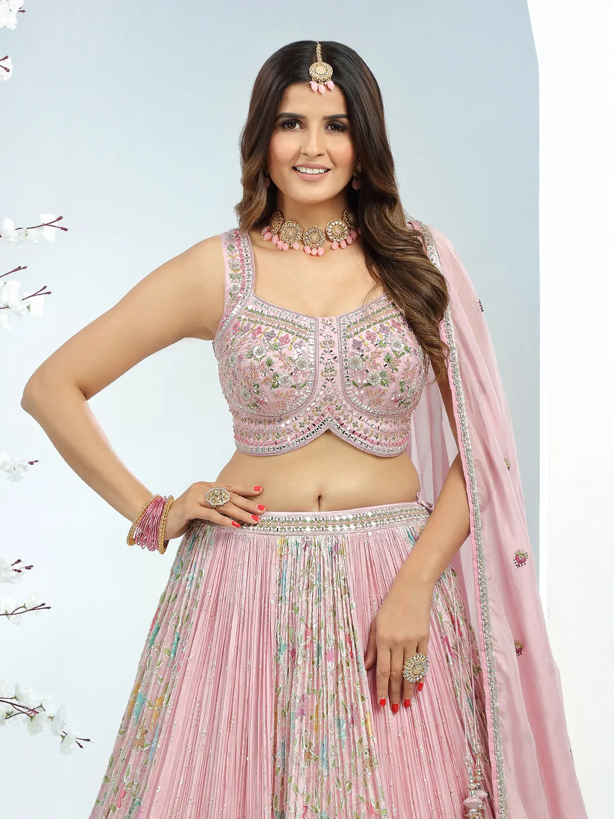 Beautiful georgette lehenga choli in pink