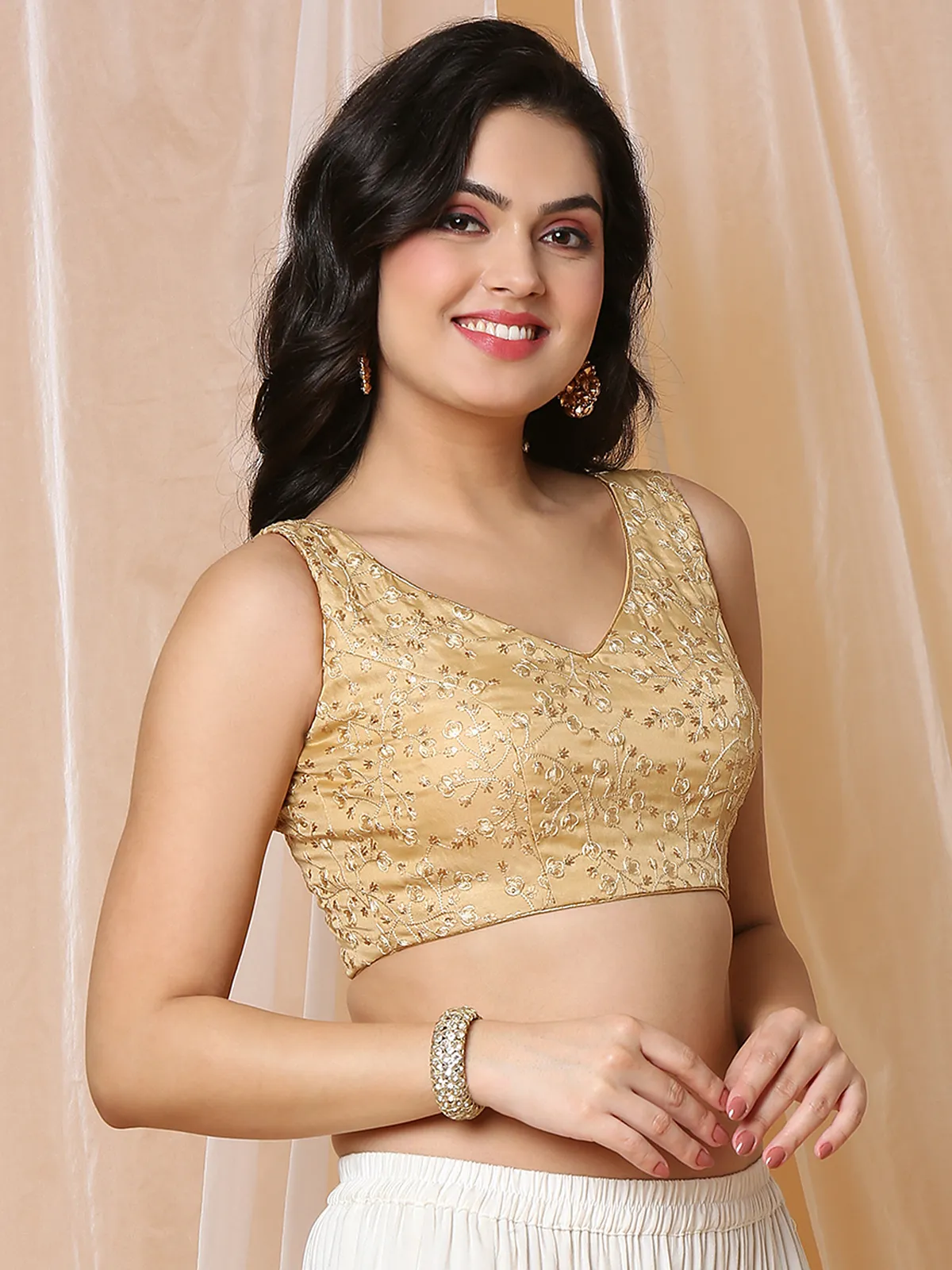 Beautiful gold silk sleeveless blouse
