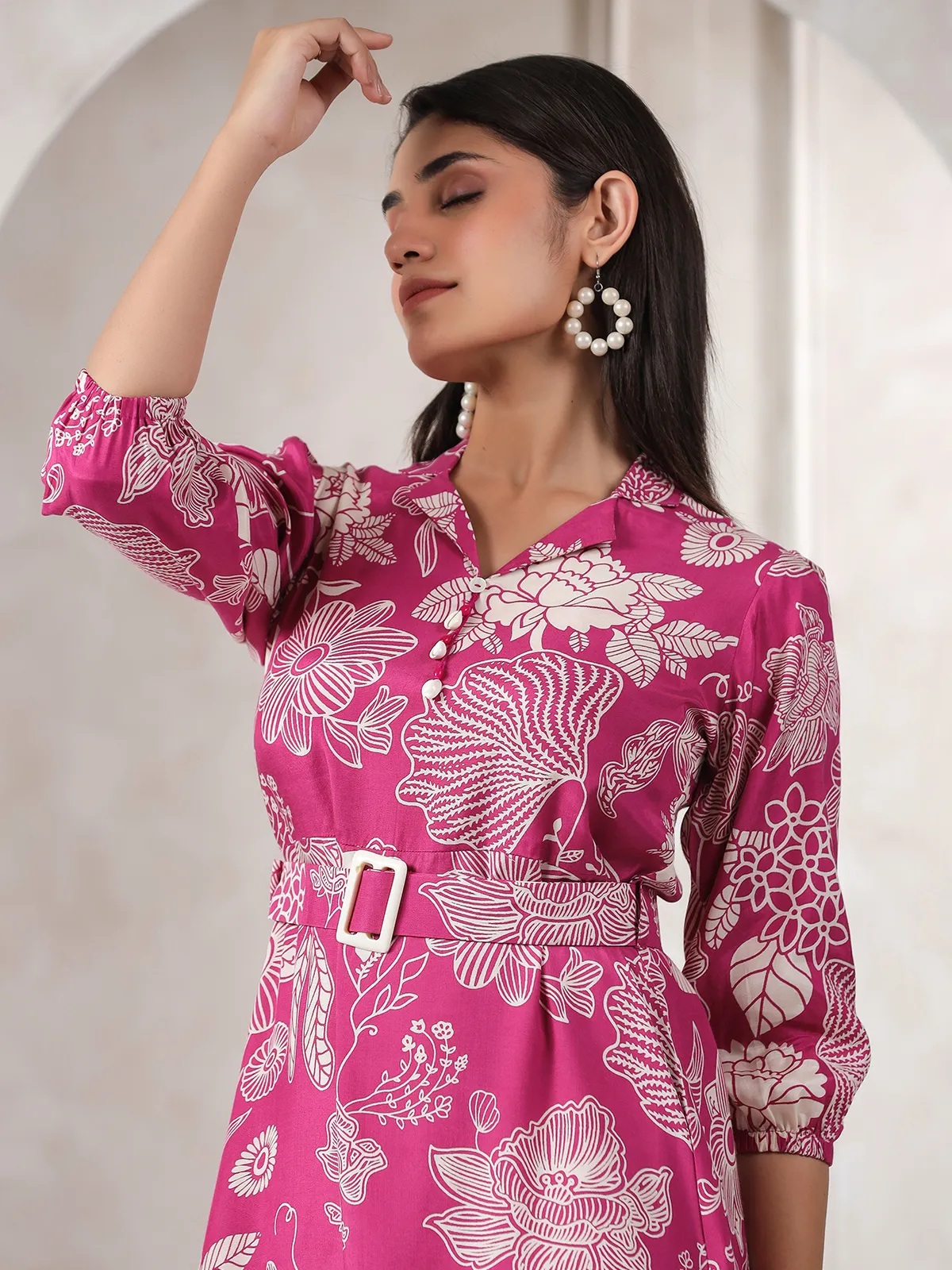 Beautiful magenta cotton printed kurti