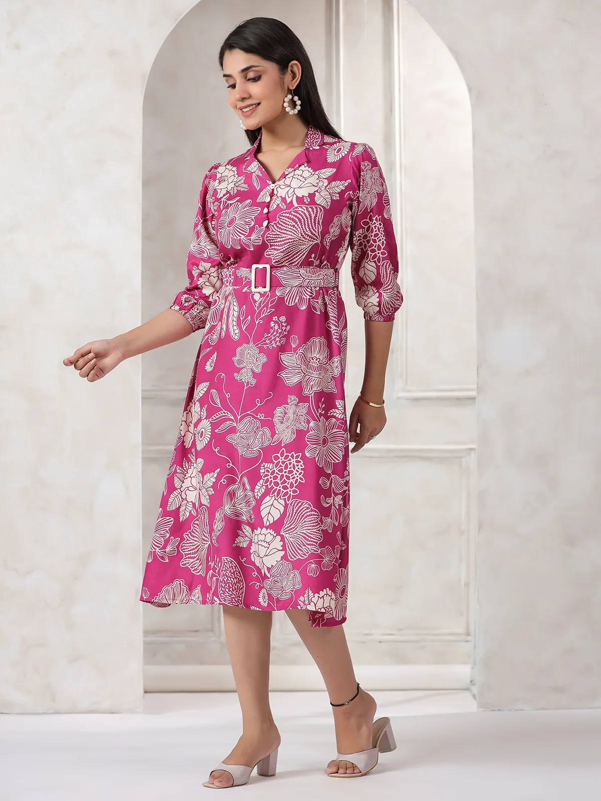 Beautiful magenta cotton printed kurti