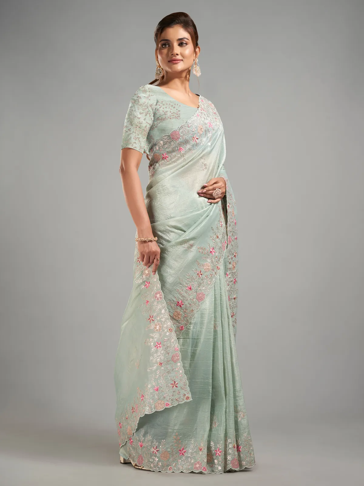 Beautiful mint green saree