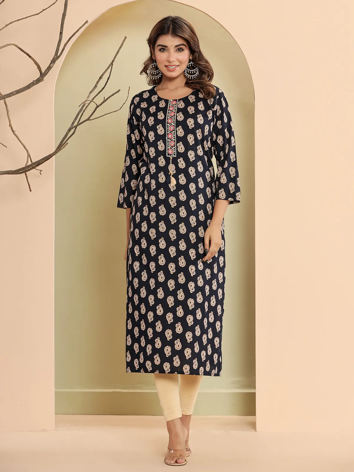 Beautiful navy cotton printed kurti
