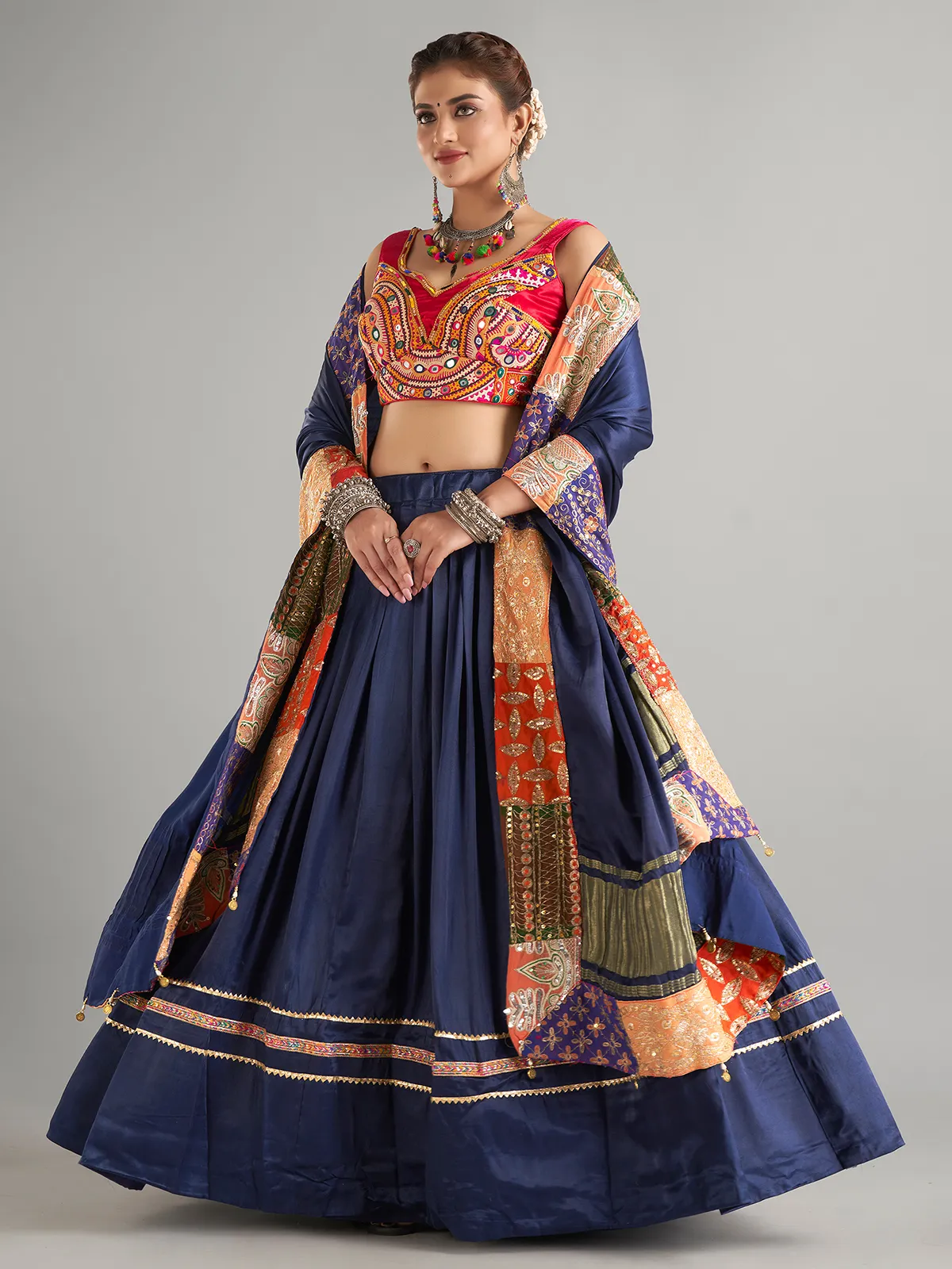 Beautiful navy silk lehenga choli