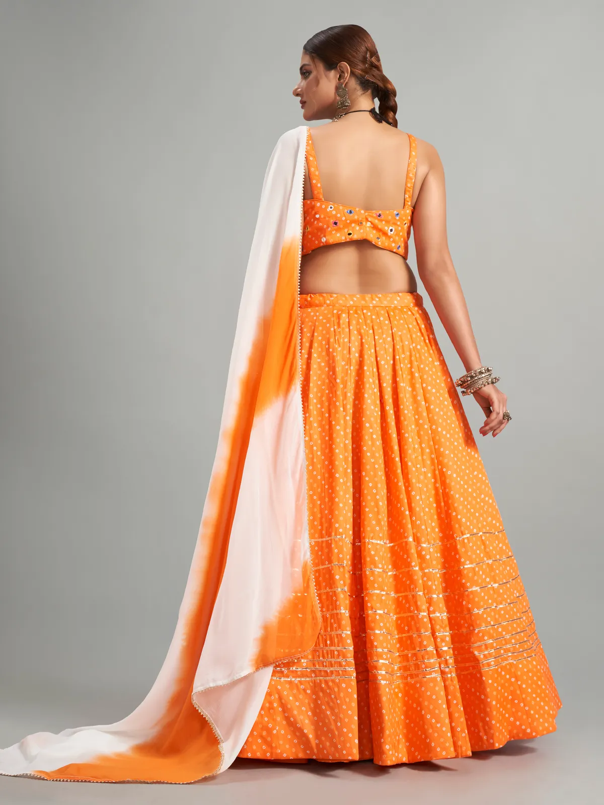 Beautiful orange cotton silk chaniya choli