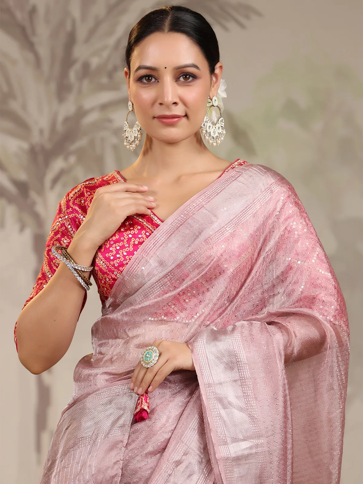 Beautiful peach organza saree