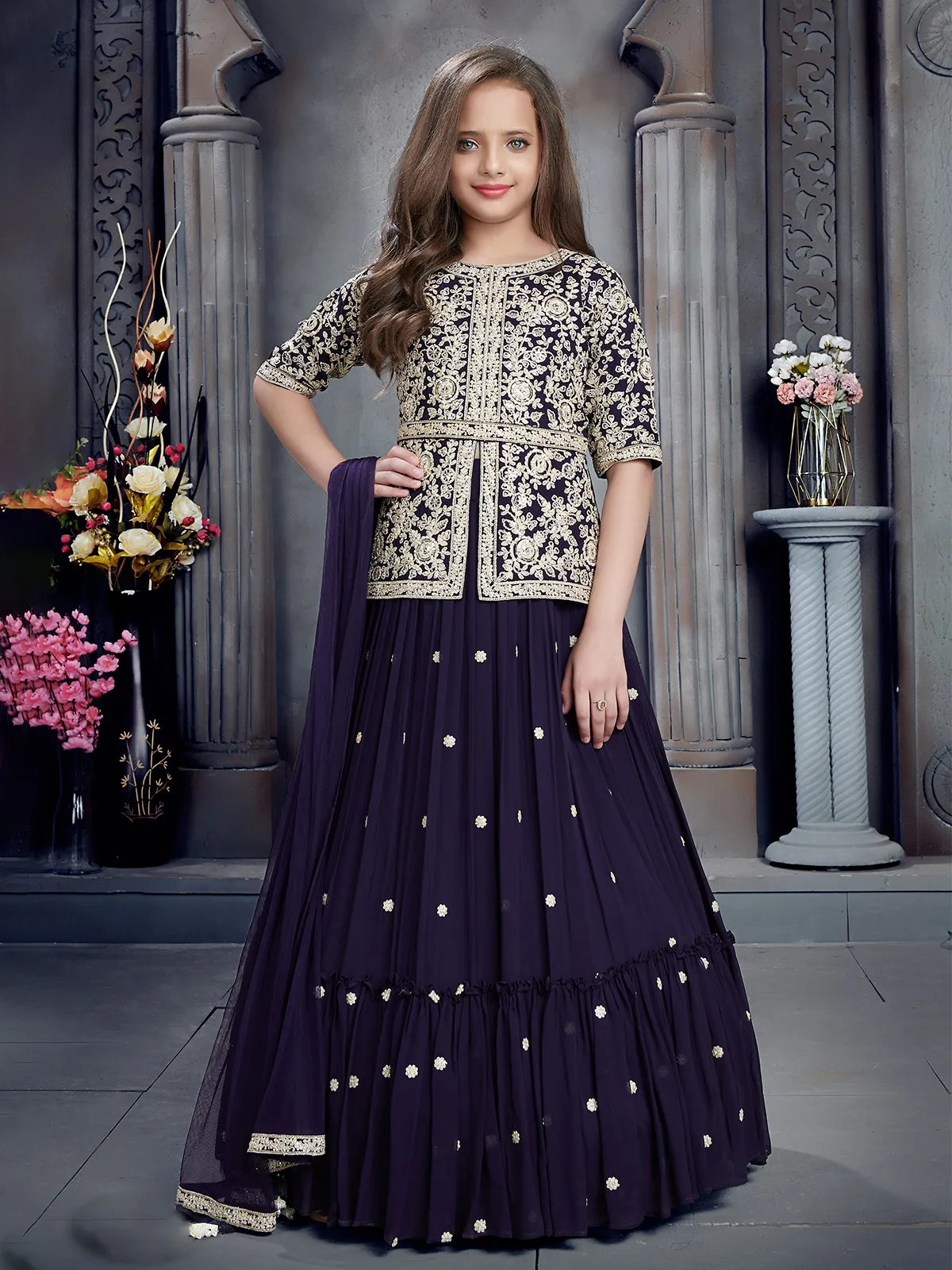 Beautiful purple lehenga choli in georgette