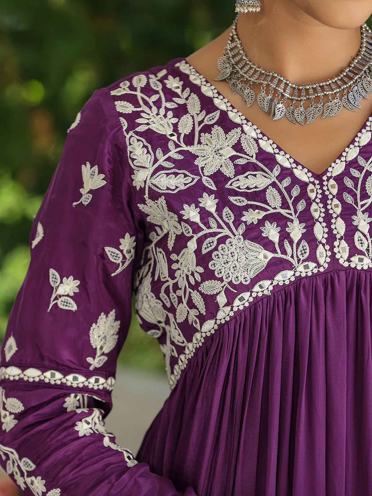 Beautiful purple silk kurti set