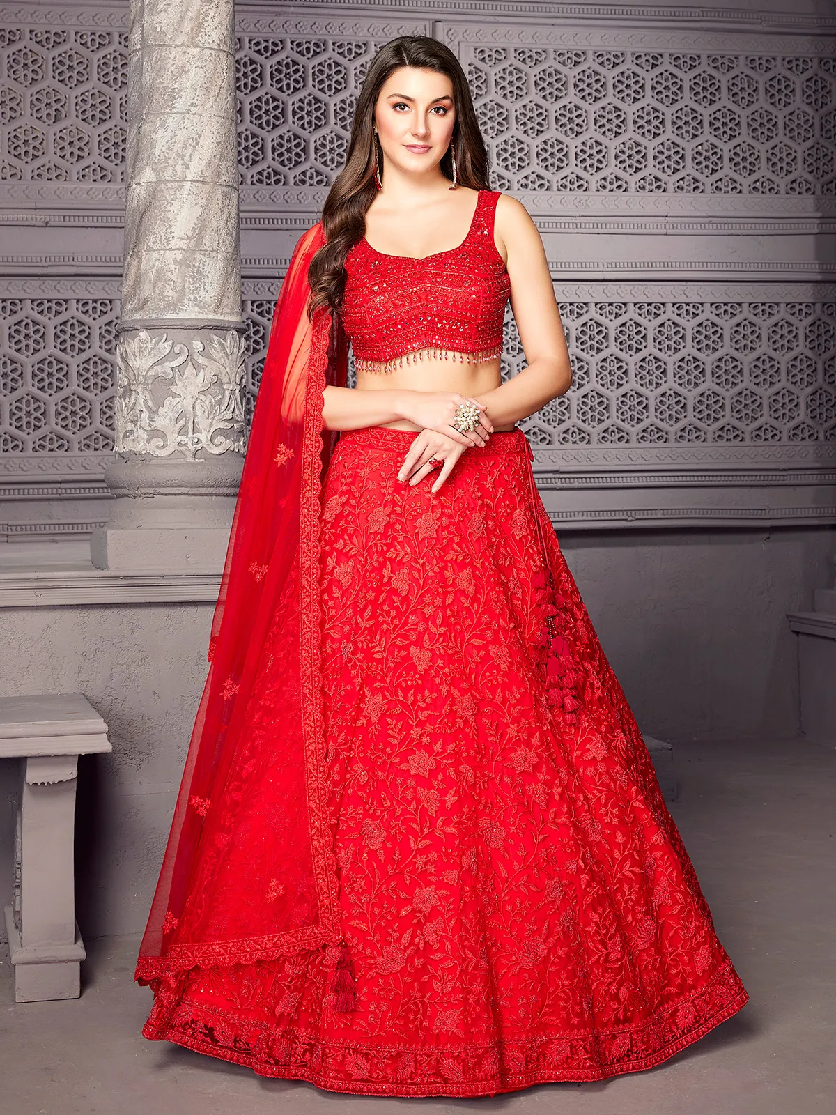 Beautiful red net lehenga choli