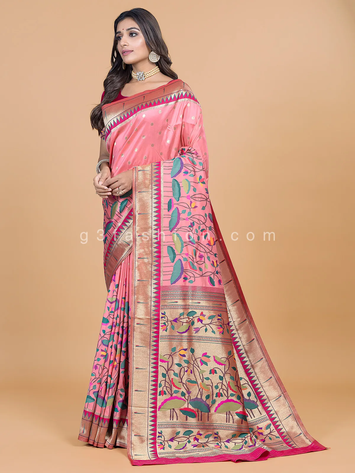 Beautiful wedding wear pink silk saree