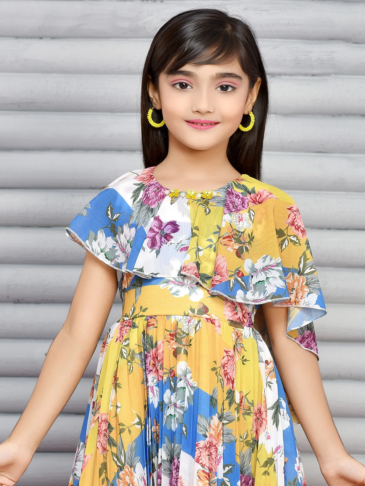 Beautiful yellow georgette printed frock