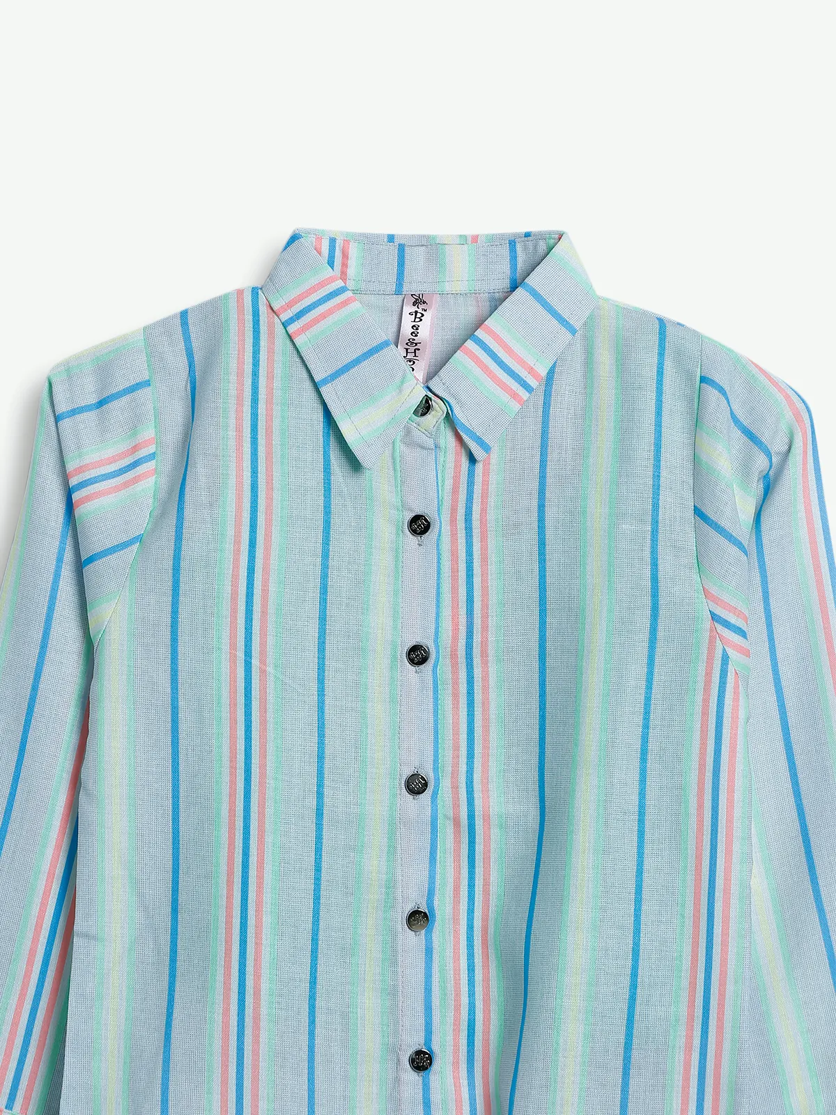 Bee&Honey light green and blue stripe shirt