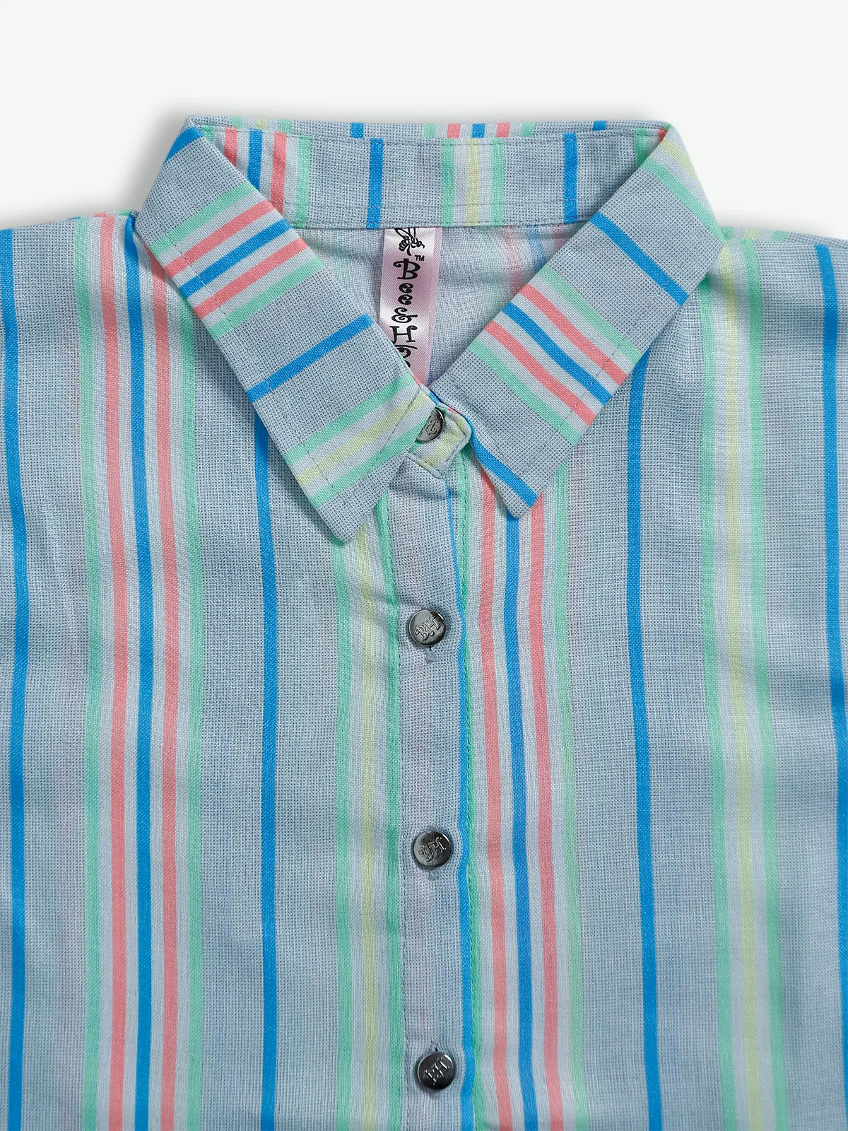 Bee&Honey light green and blue stripe shirt