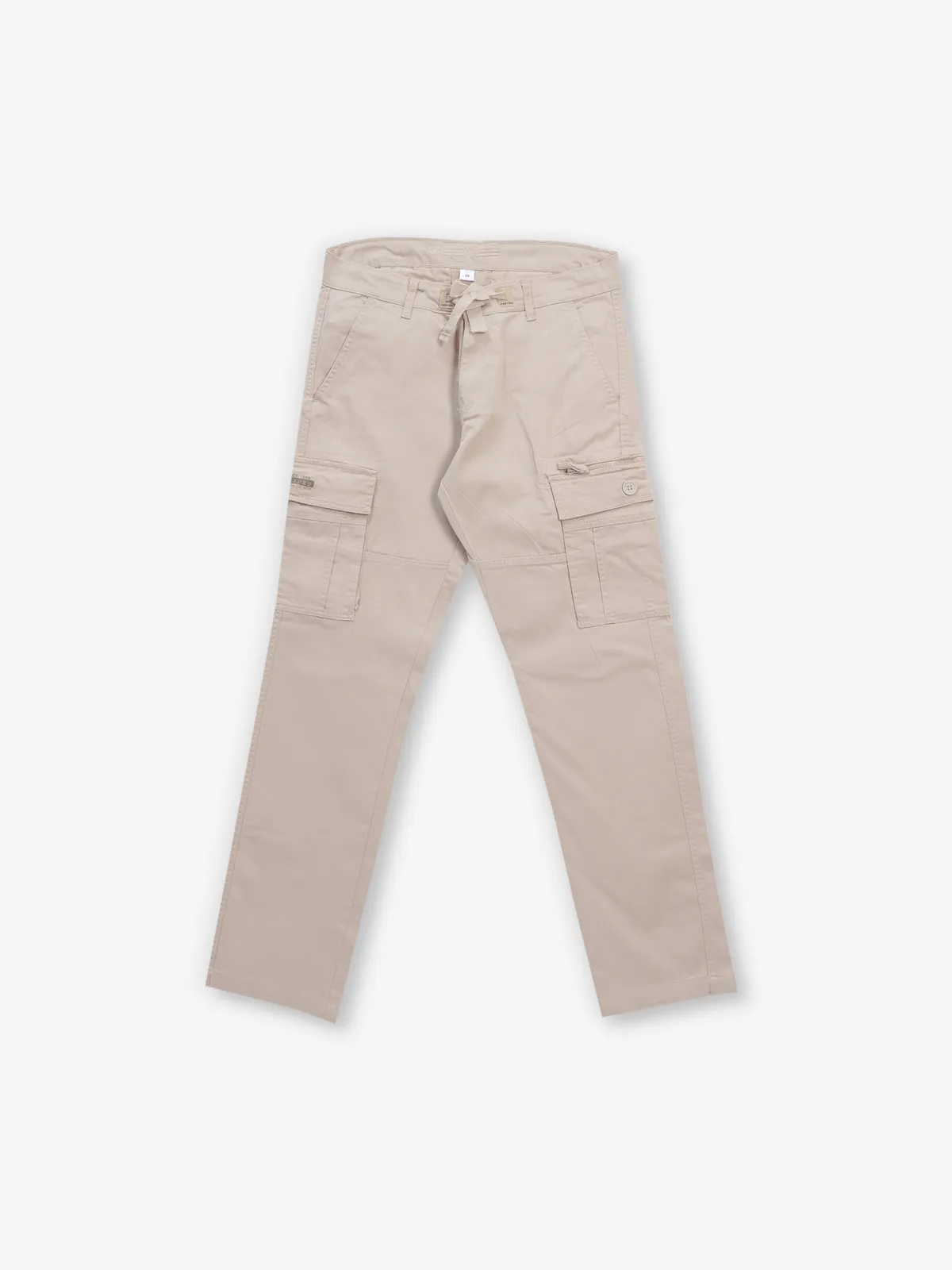BEEVEE beige solid cargo fit jeans