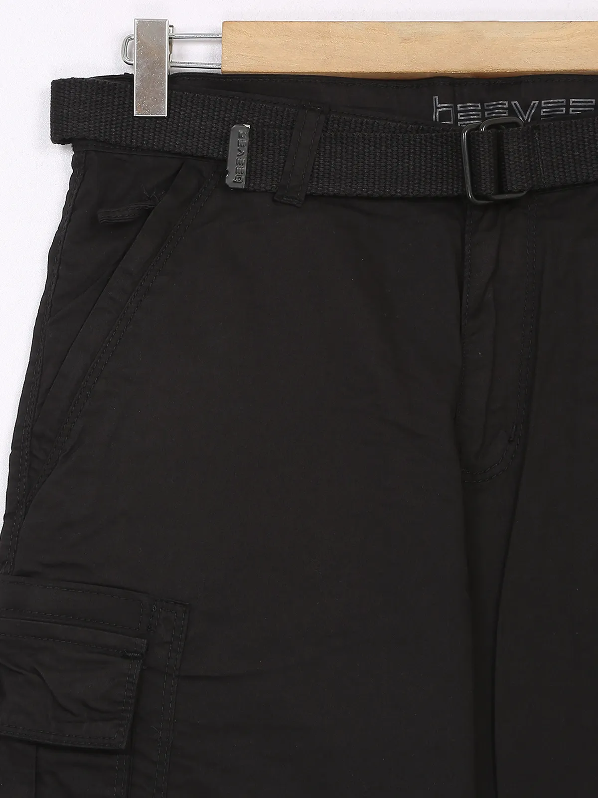 Beevee black cotton solid shorts